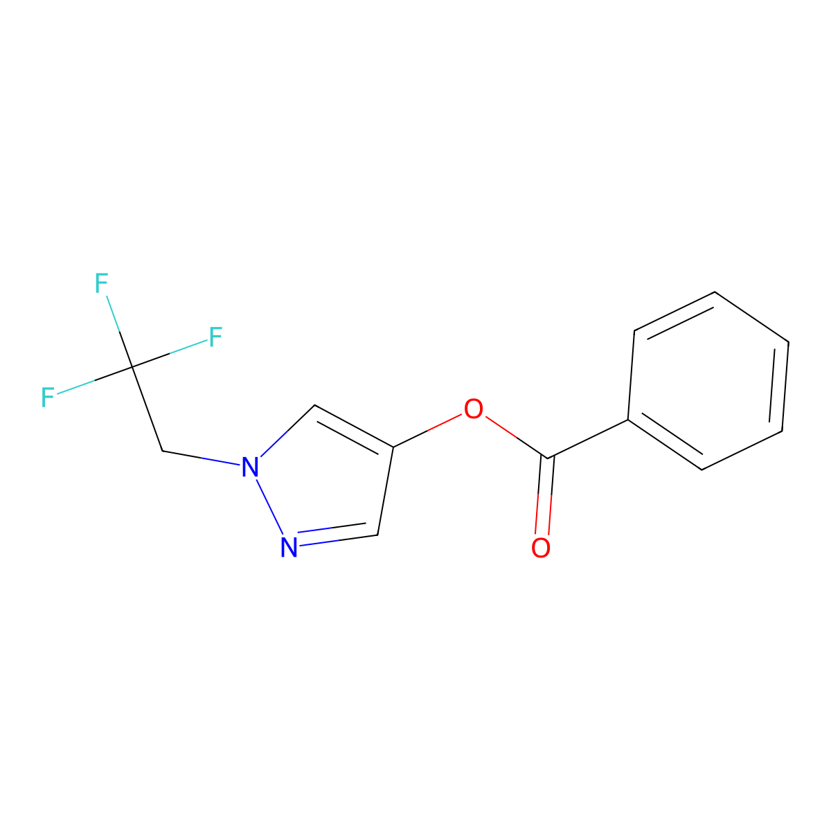 1-(2,2,2-trifluoroethyl)-1H-pyrazol-4-yl benzoate molecular structure, CAS 2320466-31-5