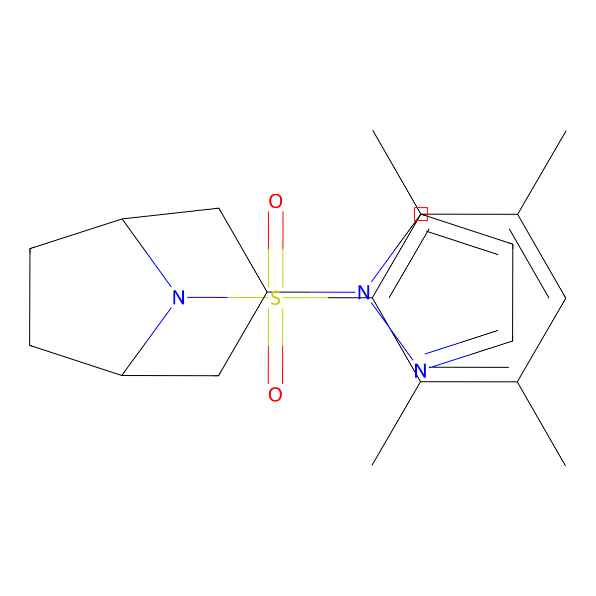 3-(1H-pyrazol-1-yl)-8-(2,3,5,6-tetramethylbenzenesulfonyl)-8-azabicyclo[3.2.1]octane molecular structure, CAS 2320466-85-9