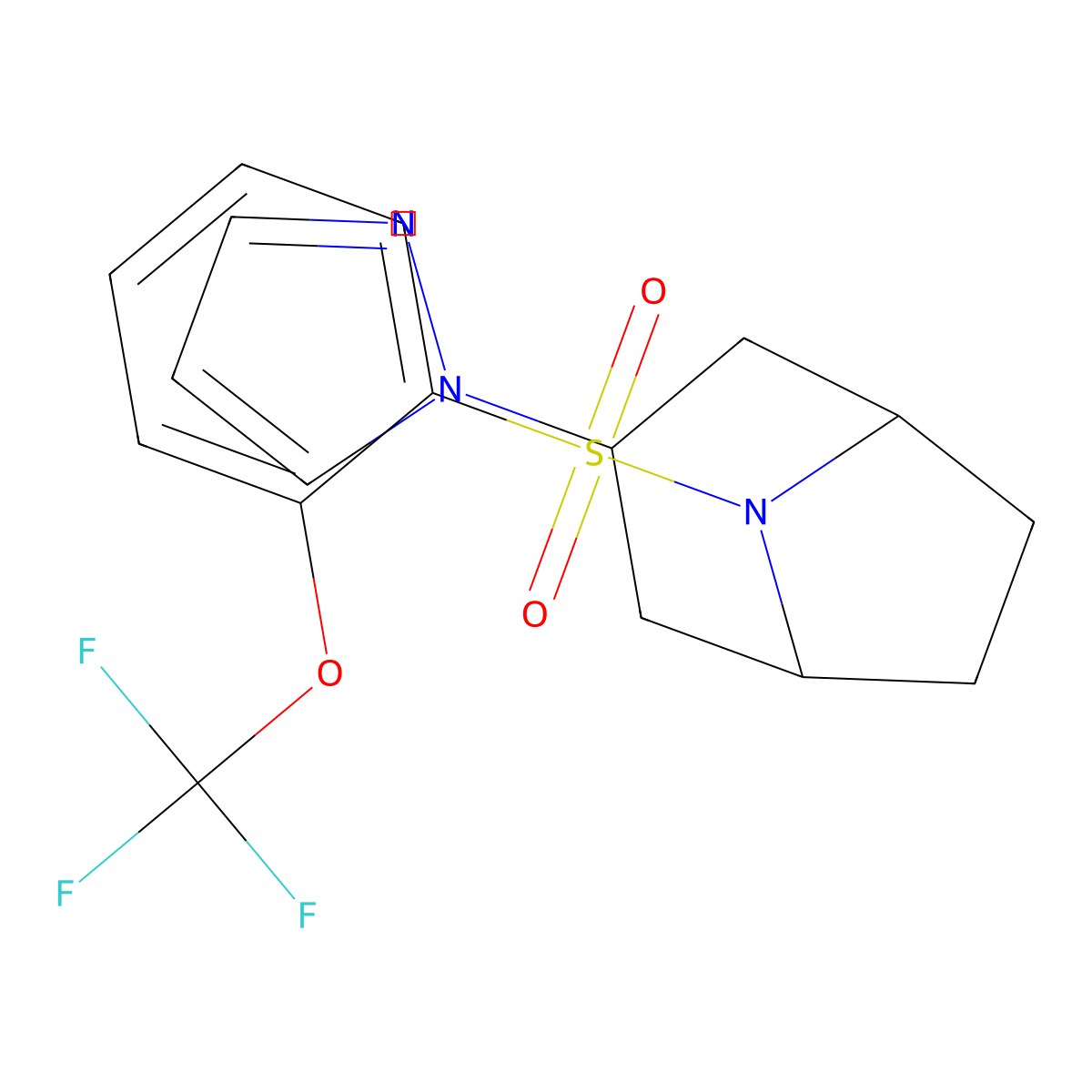 3-(1H-pyrazol-1-yl)-8-[2-(trifluoromethoxy)benzenesulfonyl]-8-azabicyclo[3.2.1]octane molecular structure, CAS 2320466-94-0