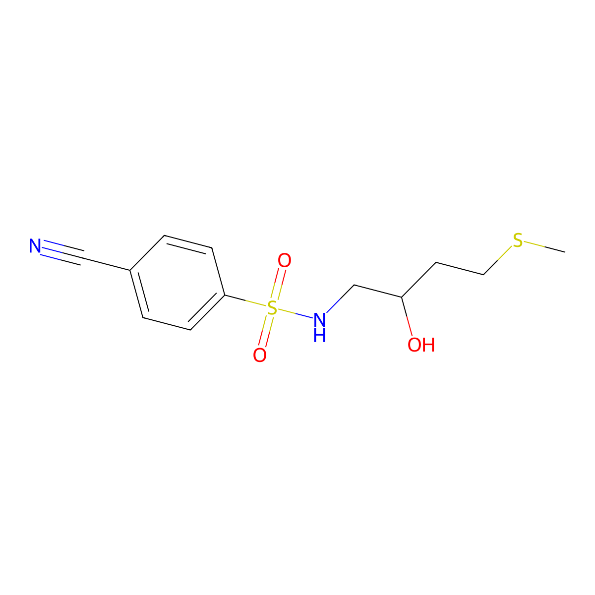 4-cyano-N-[2-hydroxy-4-(methylsulfanyl)butyl]benzene-1-sulfonamide molecular structure, CAS 2320467-03-4