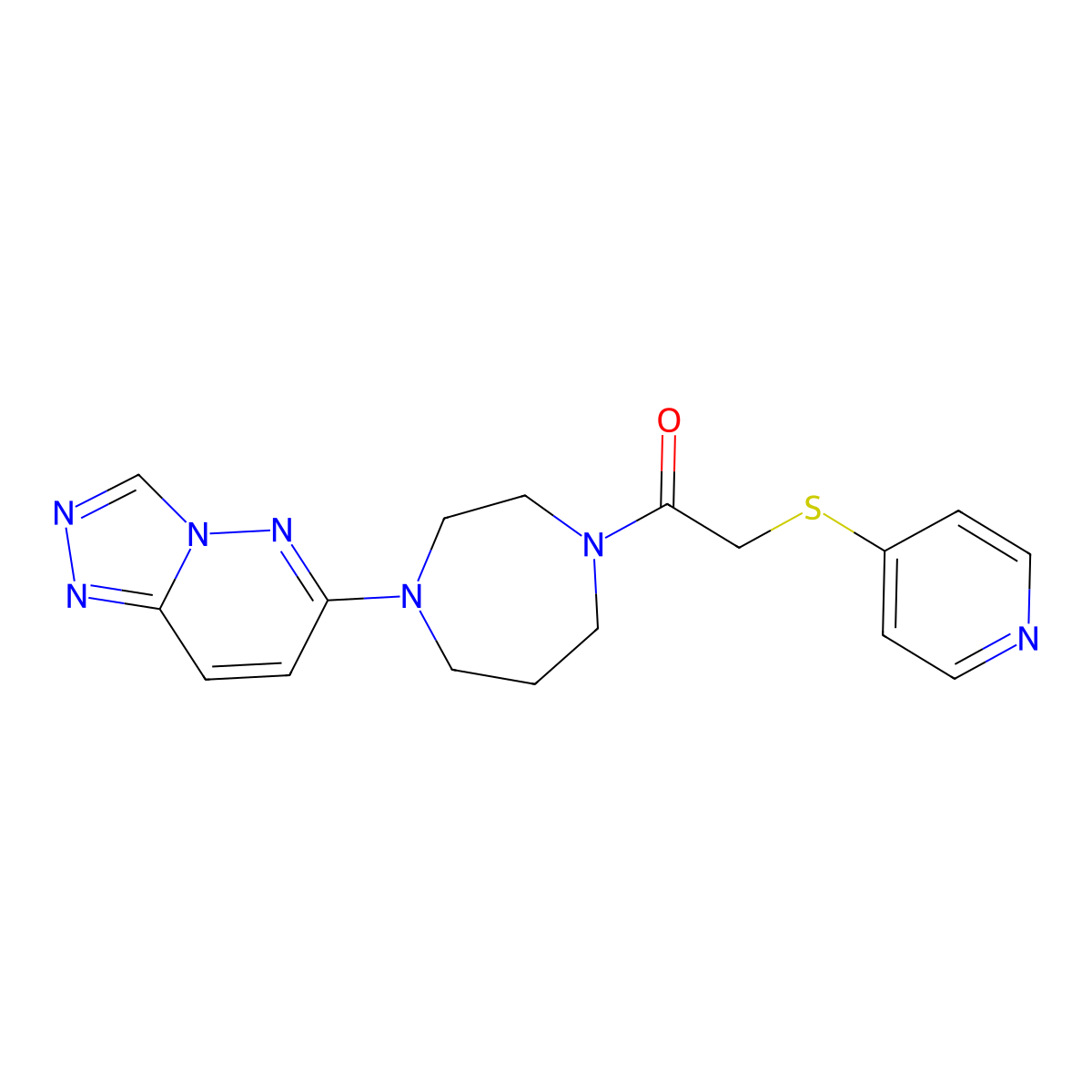 2-(Pyridin-4-ylsulfanyl)-1-(4-{[1,2,4]triazolo[4,3-b]pyridazin-6-yl}-1,4-diazepan-1-yl)ethan-1-one molecular structure, CAS 2320467-23-8