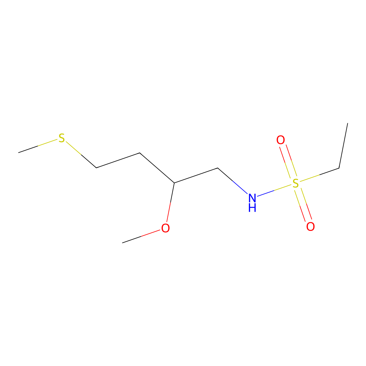 N-[2-methoxy-4-(methylsulfanyl)butyl]ethane-1-sulfonamide molecular structure, CAS 2320467-41-0