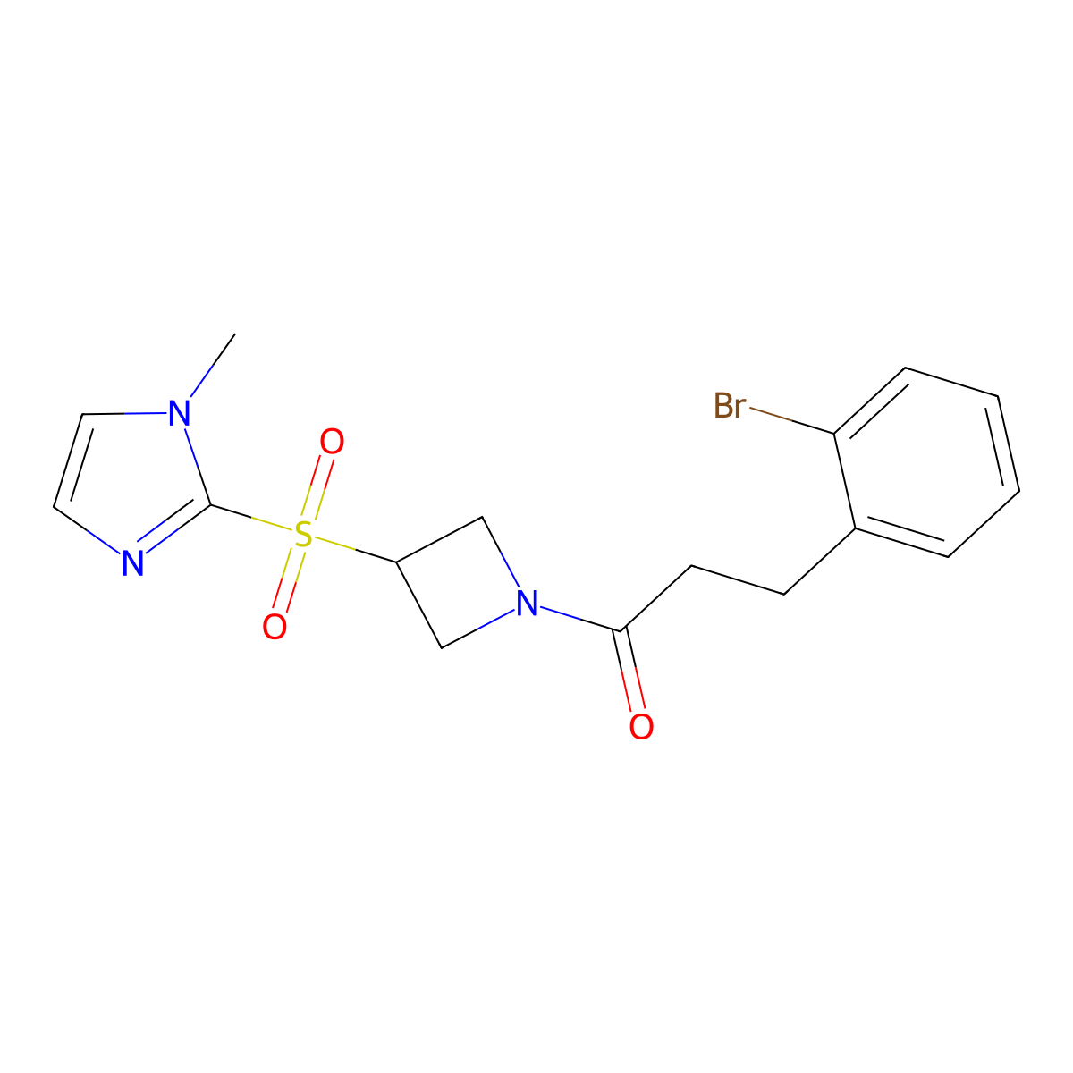3-(2-bromophenyl)-1-{3-[(1-methyl-1H-imidazol-2-yl)sulfonyl]azetidin-1-yl}propan-1-one molecular structure, CAS 2320467-50-1