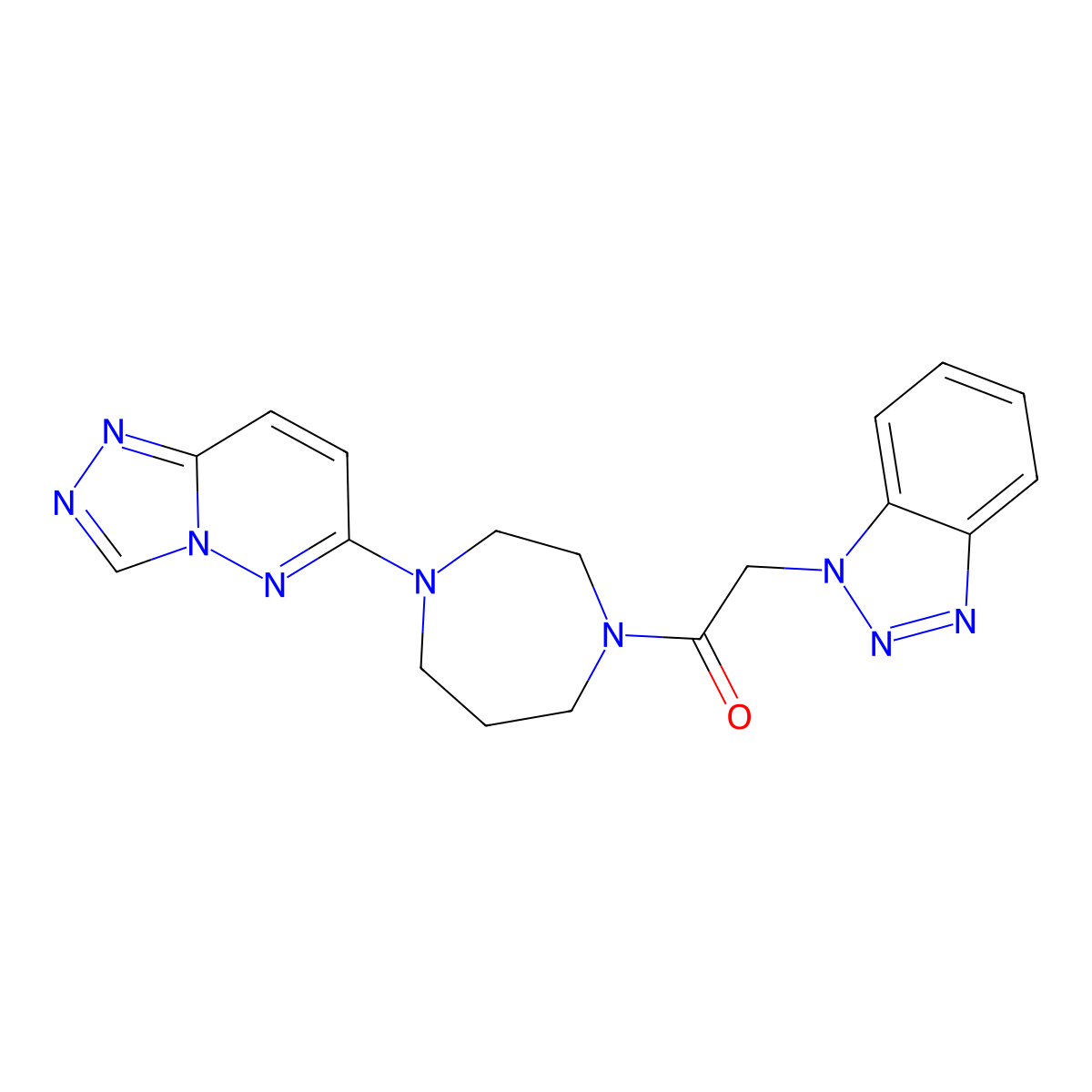 2-(1H-1,2,3-benzotriazol-1-yl)-1-(4-{[1,2,4]triazolo[4,3-b]pyridazin-6-yl}-1,4-diazepan-1-yl)ethan-1-one molecular structure, CAS 2320467-57-8