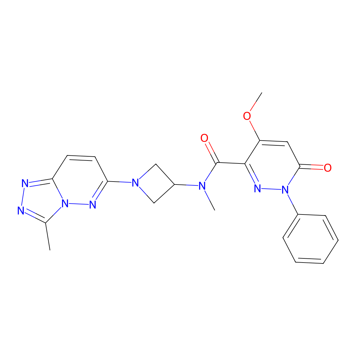 4-methoxy-N-methyl-N-(1-{3-methyl-[1,2,4]triazolo[4,3-b]pyridazin-6-yl}azetidin-3-yl)-6-oxo-1-phenyl-1,6-dihydropyridazine-3-carboxamide molecular structure, CAS 2320467-67-0