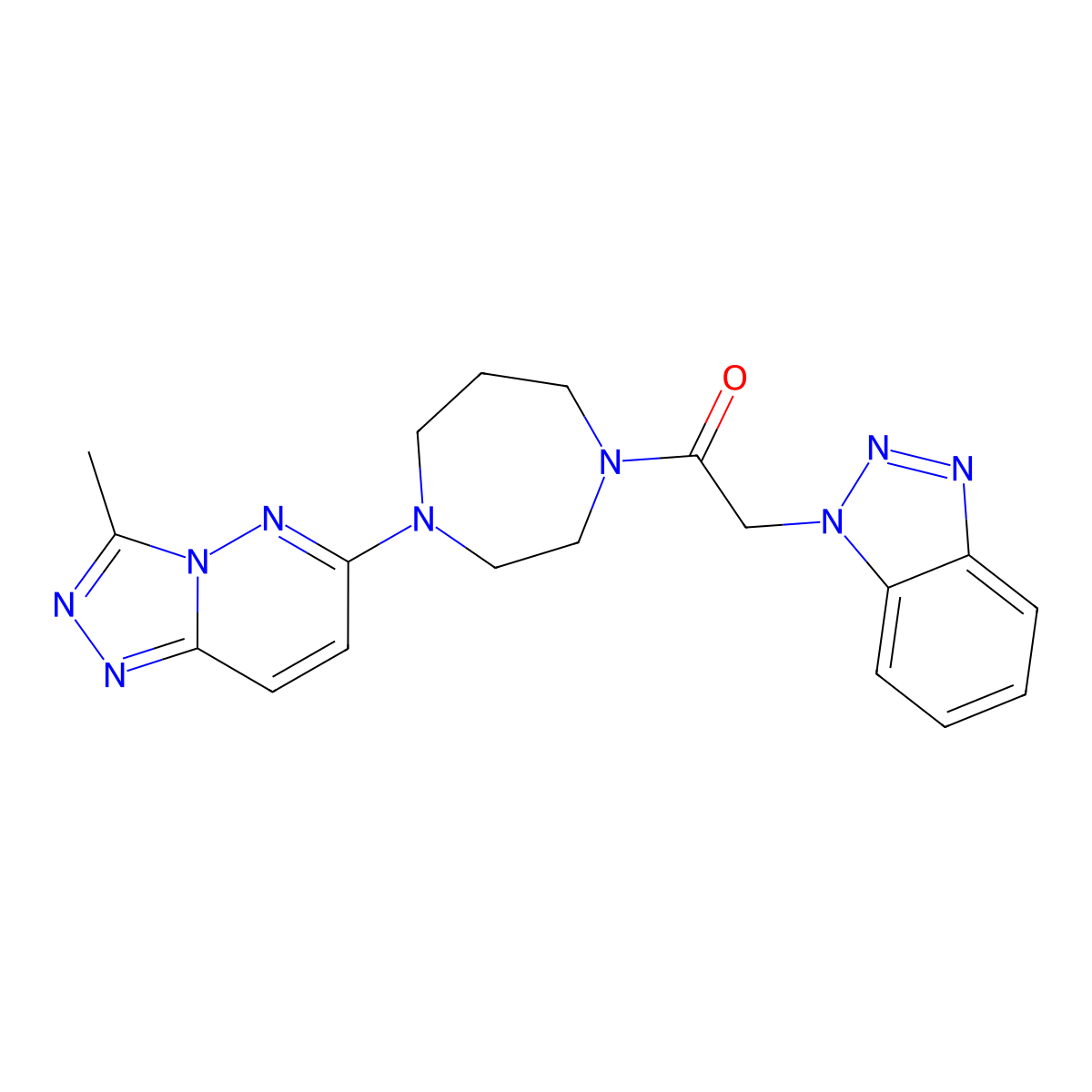 2-(1H-1,2,3-benzotriazol-1-yl)-1-(4-{3-methyl-[1,2,4]triazolo[4,3-b]pyridazin-6-yl}-1,4-diazepan-1-yl)ethan-1-one molecular structure, CAS 2320468-06-0