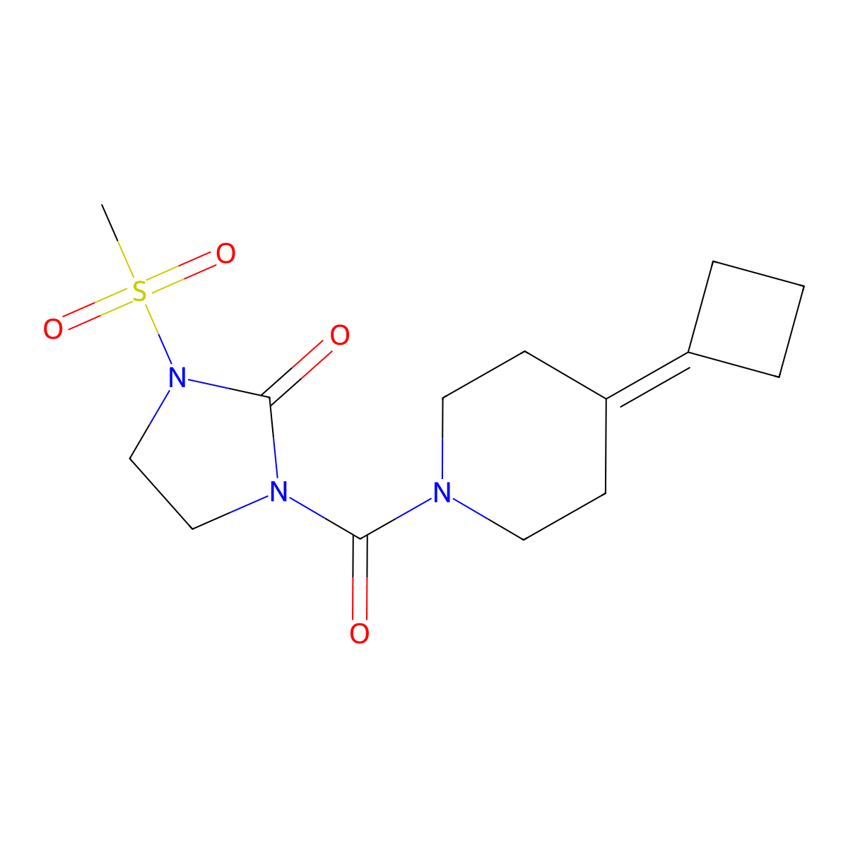 1-(4-Cyclobutylidenepiperidine-1-carbonyl)-3-methanesulfonylimidazolidin-2-one molecular structure, CAS 2320468-14-0