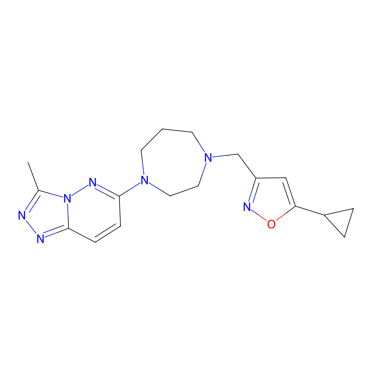 1-[(5-Cyclopropyl-1,2-oxazol-3-yl)methyl]-4-{3-methyl-[1,2,4]triazolo[4,3-b]pyridazin-6-yl}-1,4-diazepane molecular structure, CAS 2320468-22-0