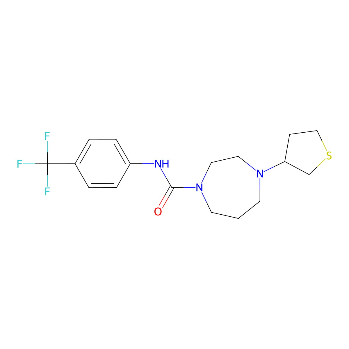 4-(thiolan-3-yl)-N-[4-(trifluoromethyl)phenyl]-1,4-diazepane-1-carboxamide molecular structure, CAS 2320468-38-8