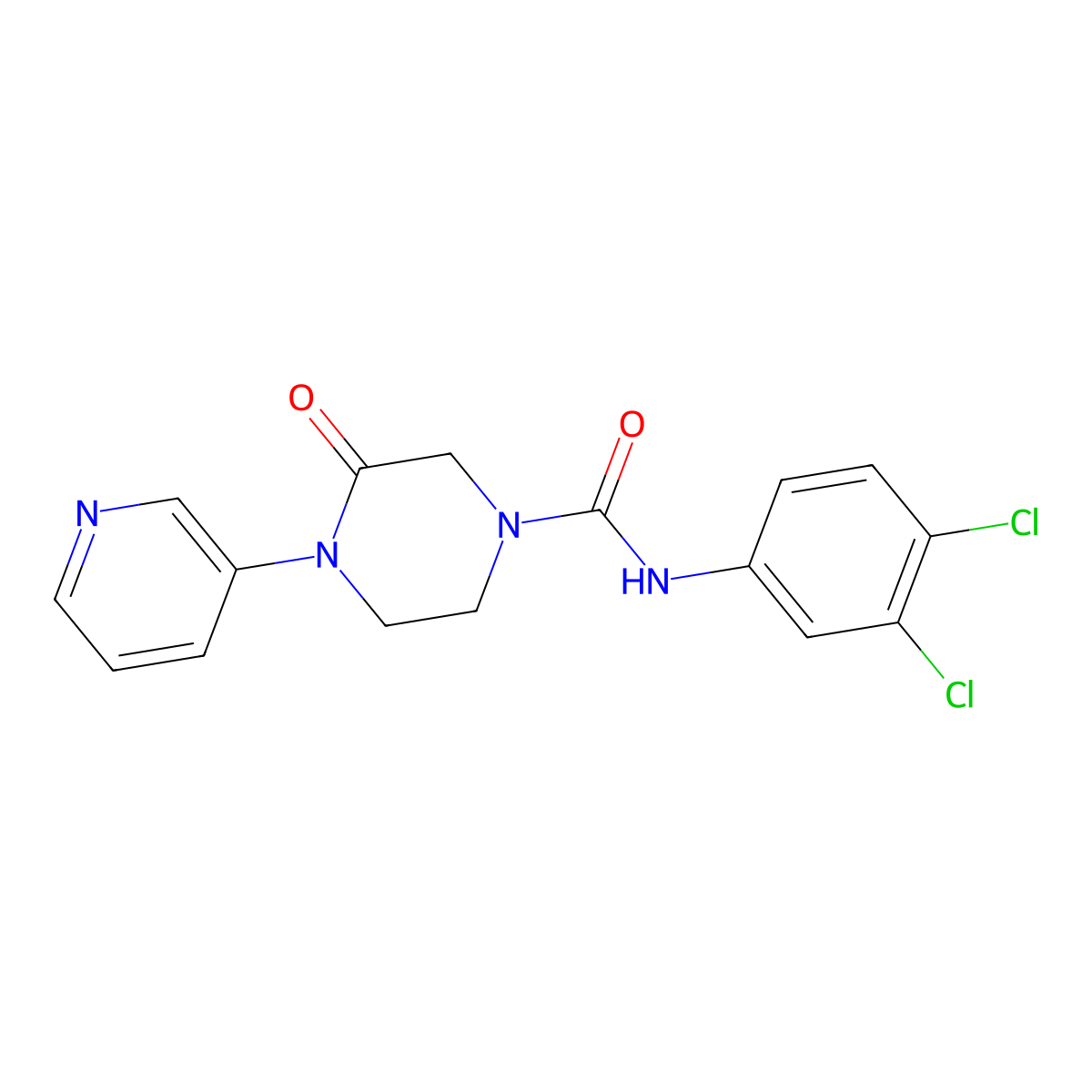 N-(3,4-dichlorophenyl)-3-oxo-4-(pyridin-3-yl)piperazine-1-carboxamide molecular structure, CAS 2320469-19-8
