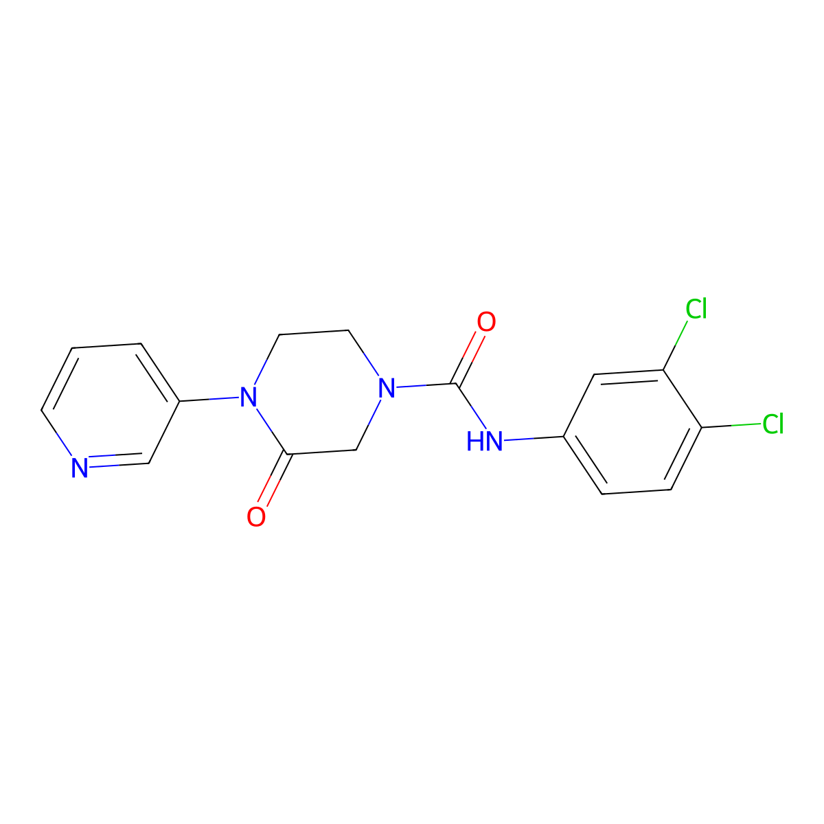 N-(3,4-dichlorophenyl)-3-oxo-4-(pyridin-3-yl)piperazine-1-carboxamide molecular structure, CAS 2320469-19-8