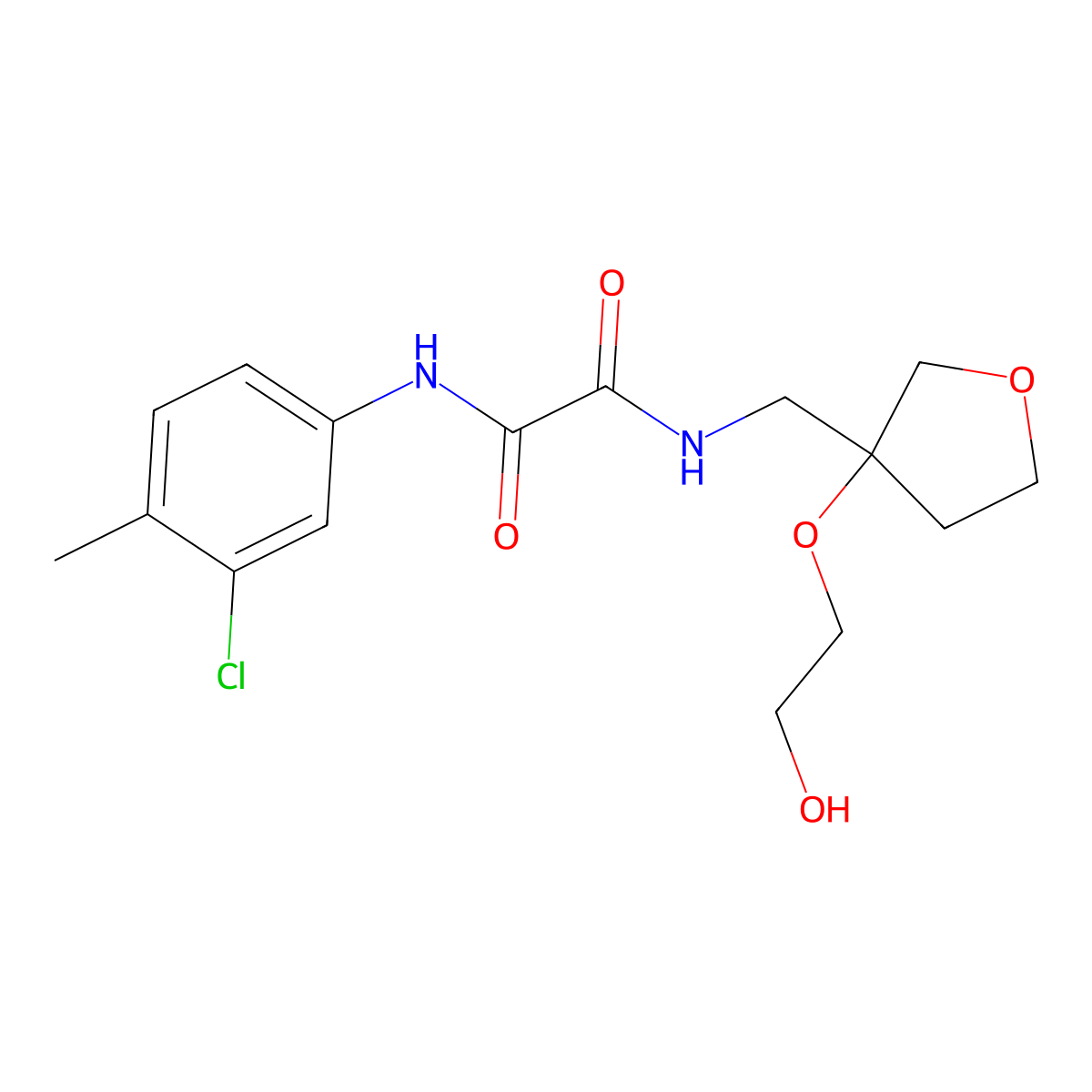 N1-(3-chloro-4-methylphenyl)-N2-((3-(2-hydroxyethoxy)tetrahydrofuran-3-yl)methyl)oxalamide molecular structure, CAS 2320472-17-9