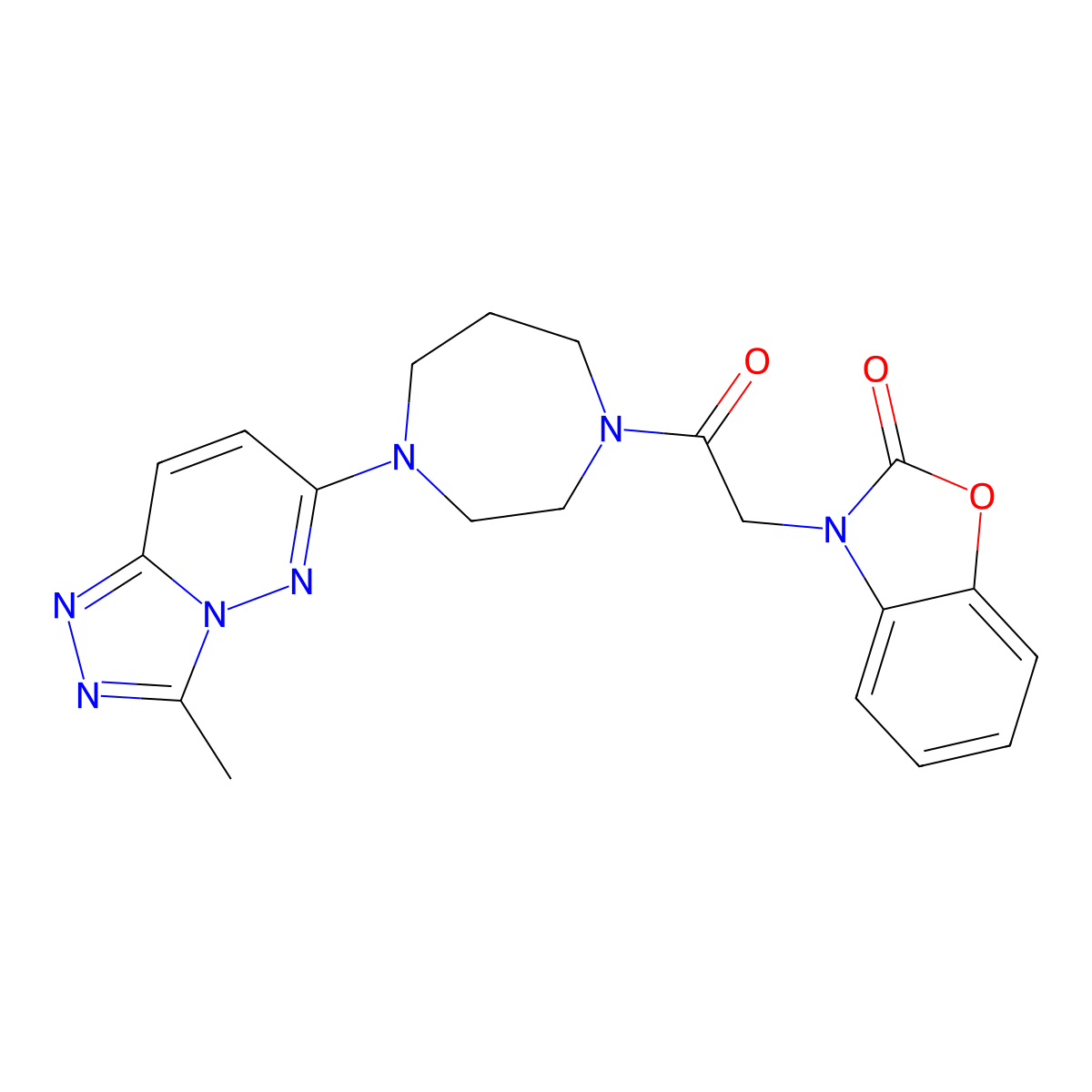 3-[2-(4-{3-Methyl-[1,2,4]triazolo[4,3-b]pyridazin-6-yl}-1,4-diazepan-1-yl)-2-oxoethyl]-2,3-dihydro-1,3-benzoxazol-2-one molecular structure, CAS 2320472-34-0
