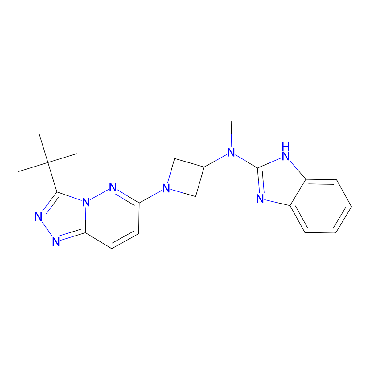 N-(1-(3-(tert-butyl)-[1,2,4]triazolo[4,3-b]pyridazin-6-yl)azetidin-3-yl)-N-methyl-1H-benzo[d]imidazol-2-amine molecular structure, CAS 2320472-65-7