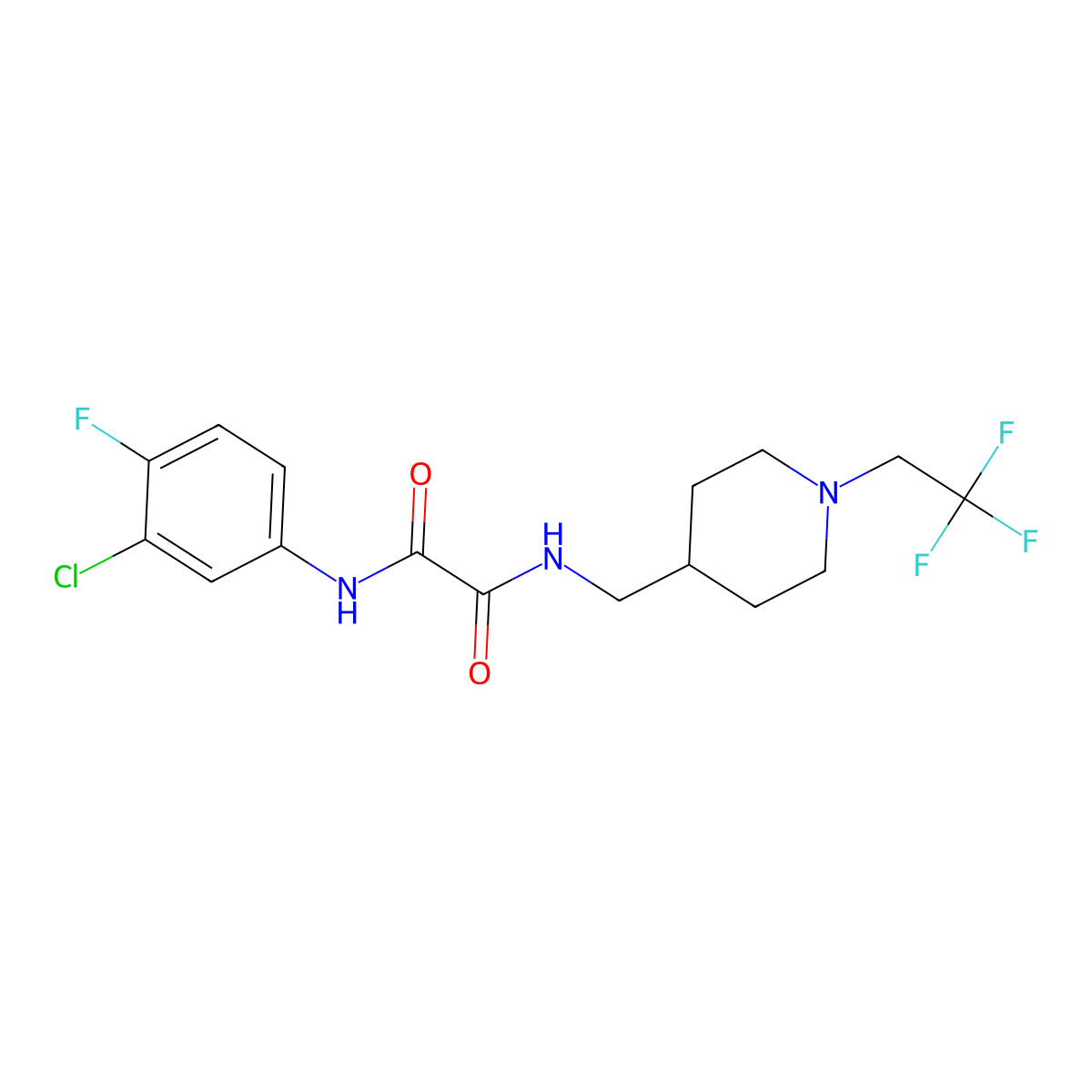 N'-(3-chloro-4-fluorophenyl)-N-{[1-(2,2,2-trifluoroethyl)piperidin-4-yl]methyl}ethanediamide molecular structure, CAS 2320473-21-8