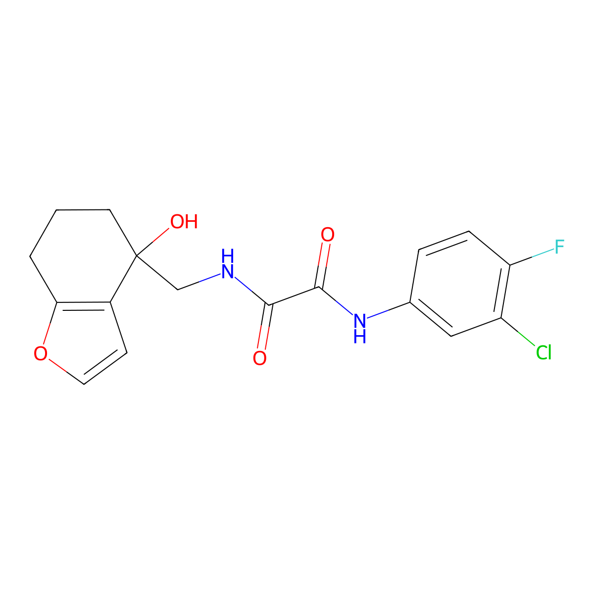N1-(3-chloro-4-fluorophenyl)-N2-((4-hydroxy-4,5,6,7-tetrahydrobenzofuran-4-yl)methyl)oxalamide molecular structure, CAS 2320473-32-1