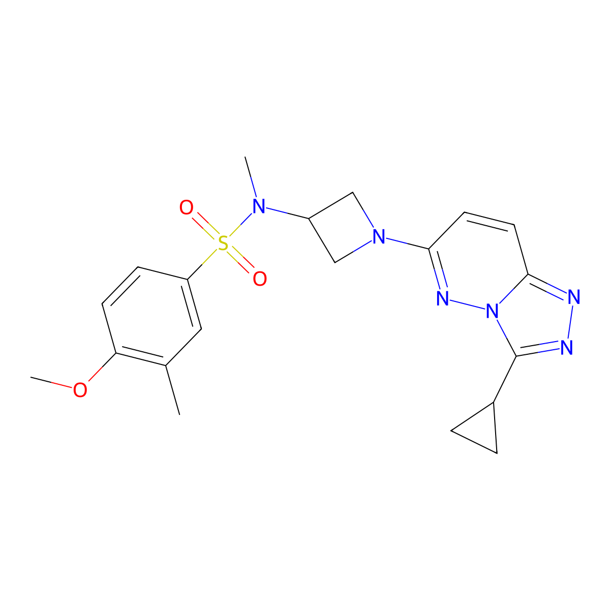 N-(1-{3-cyclopropyl-[1,2,4]triazolo[4,3-b]pyridazin-6-yl}azetidin-3-yl)-4-methoxy-N,3-dimethylbenzene-1-sulfonamide molecular structure, CAS 2320473-64-9