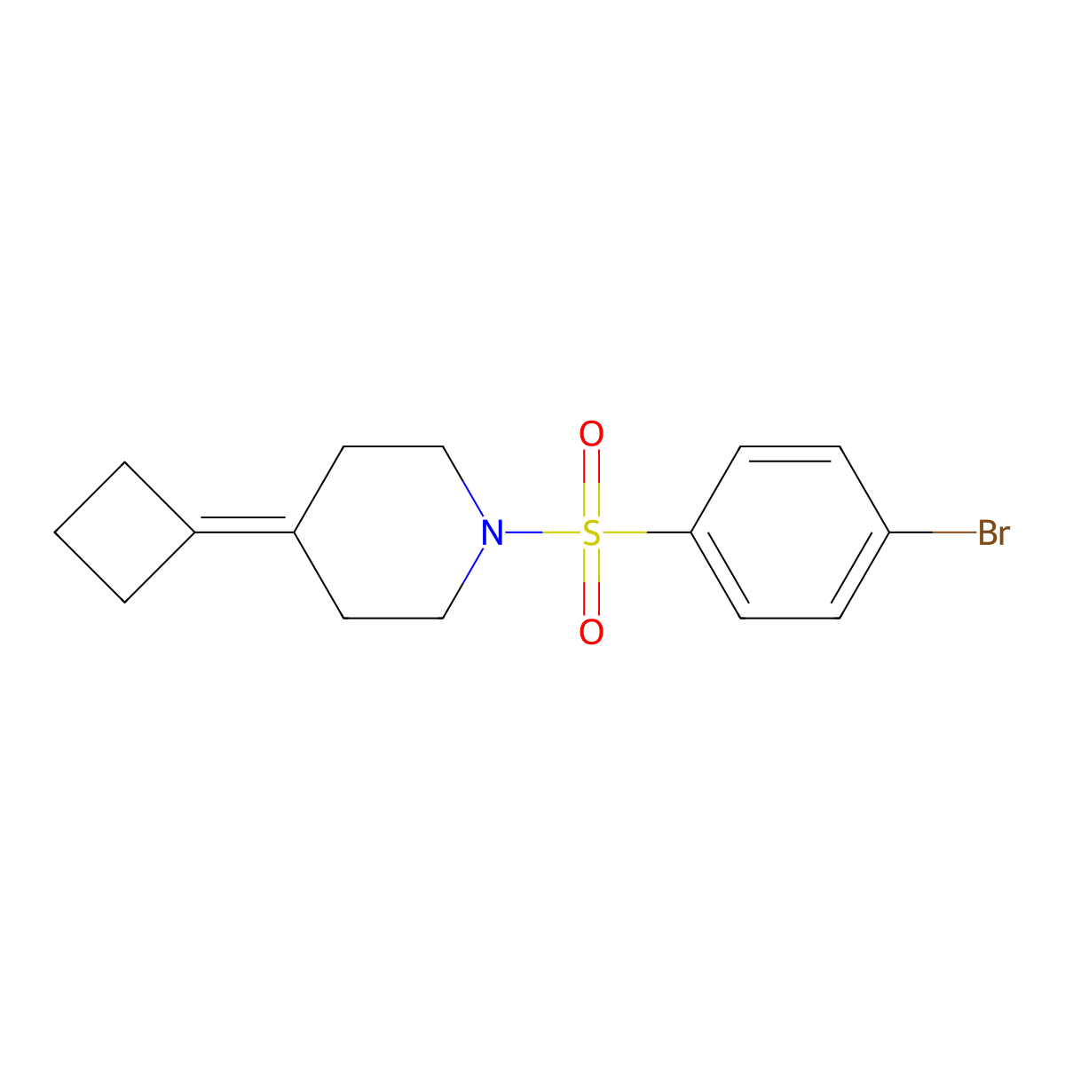 1-(4-Bromobenzenesulfonyl)-4-cyclobutylidenepiperidine molecular structure, CAS 2320474-02-8