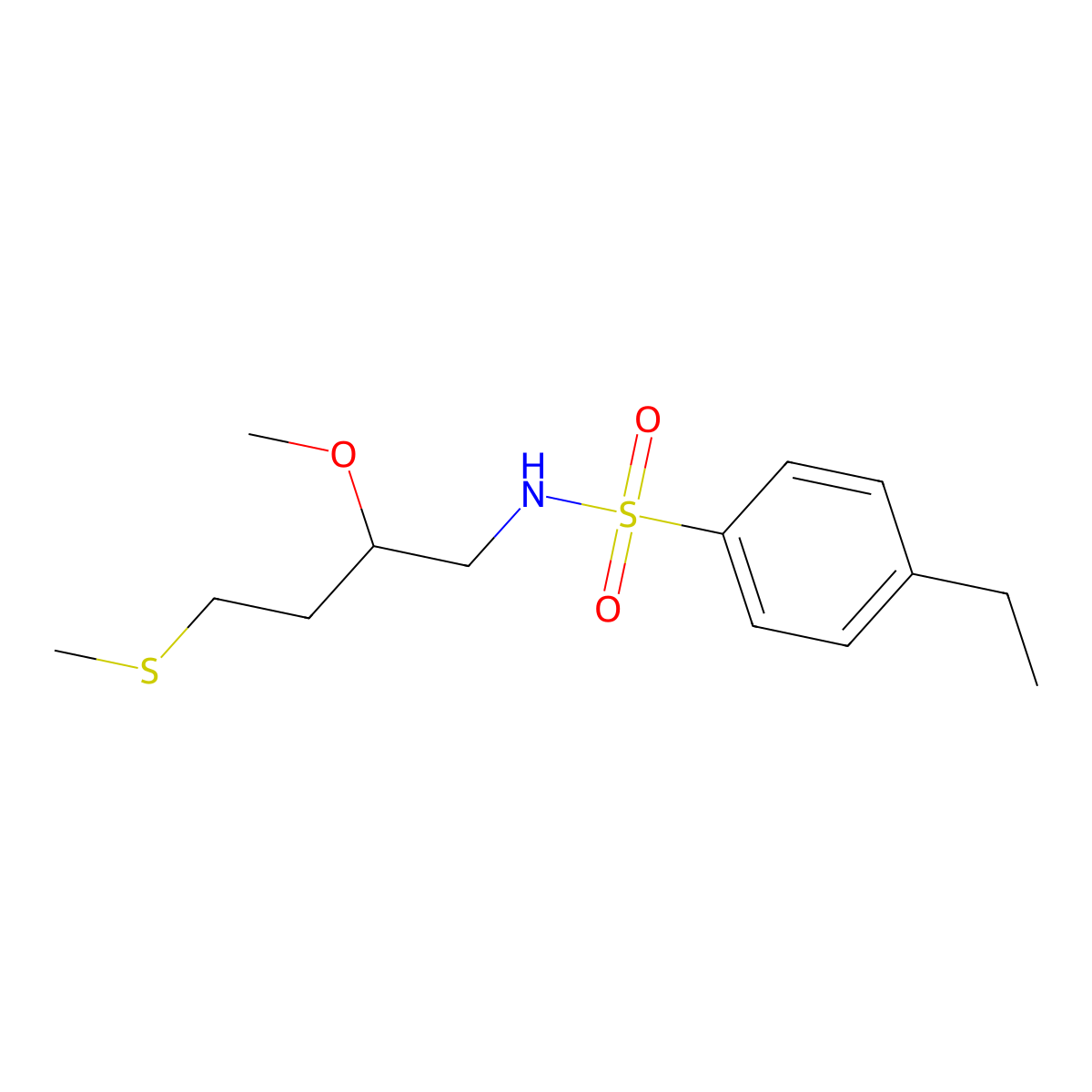 4-ethyl-N-[2-methoxy-4-(methylsulfanyl)butyl]benzene-1-sulfonamide molecular structure, CAS 2320474-59-5