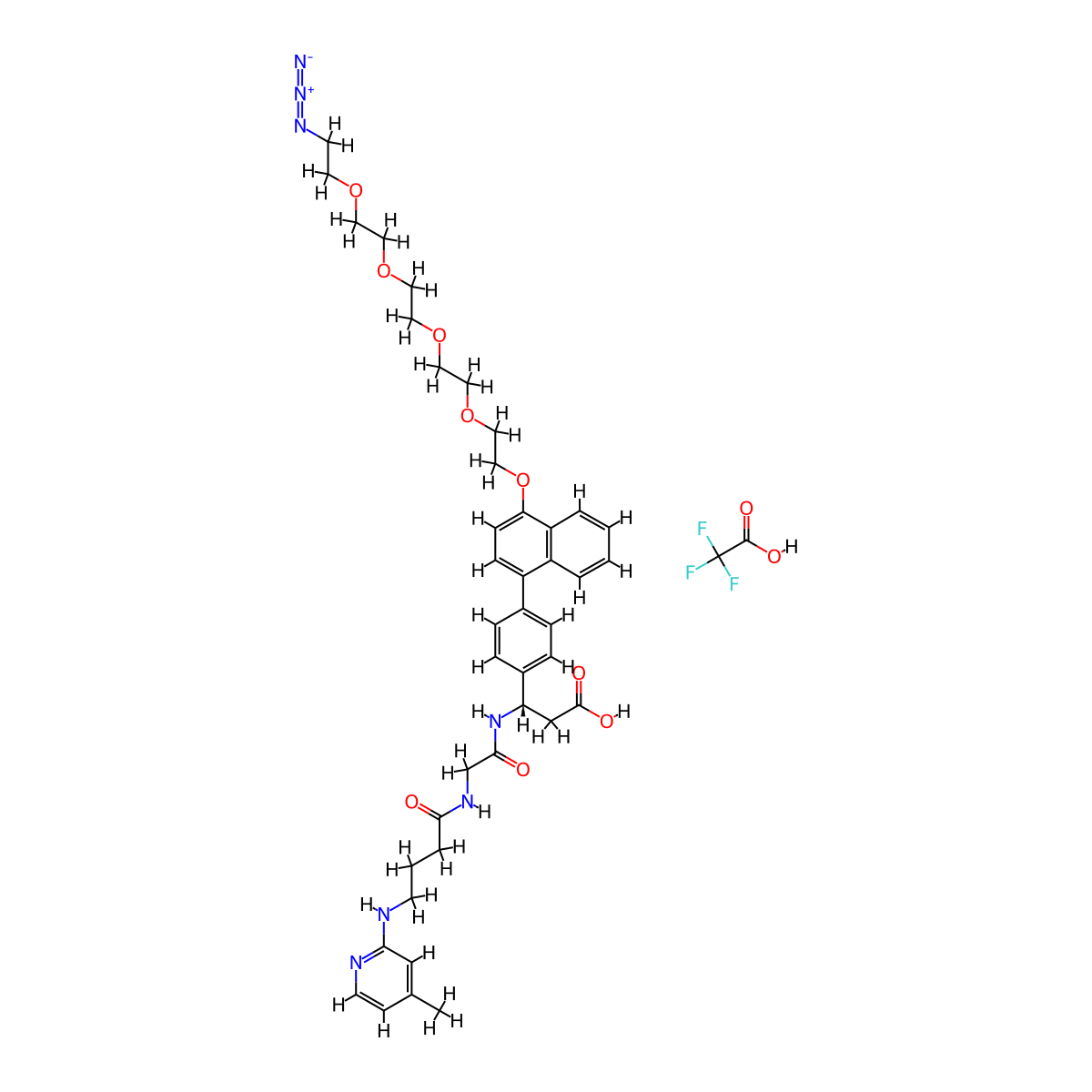 (3S)-3-[4-[4-[2-[2-[2-[2-(2-azidoethoxy)ethoxy]ethoxy]ethoxy]ethoxy]naphthalen-1-yl]phenyl]-3-[[2-[4-[(4-methyl-2-pyridinyl)amino]butanoylamino]acetyl]amino]propanoic acid;2,2,2-trifluoroacetic acid molecular structure, CAS 2320477-41-4