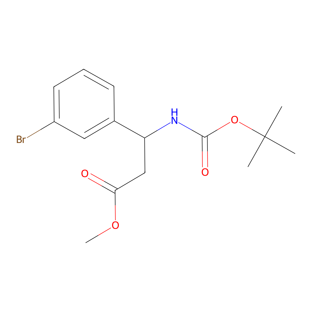 methyl (3S)-3-(3-bromophenyl)-3-{[(tert-butoxy)carbonyl]amino}propanoate molecular structure, CAS 2320478-75-7