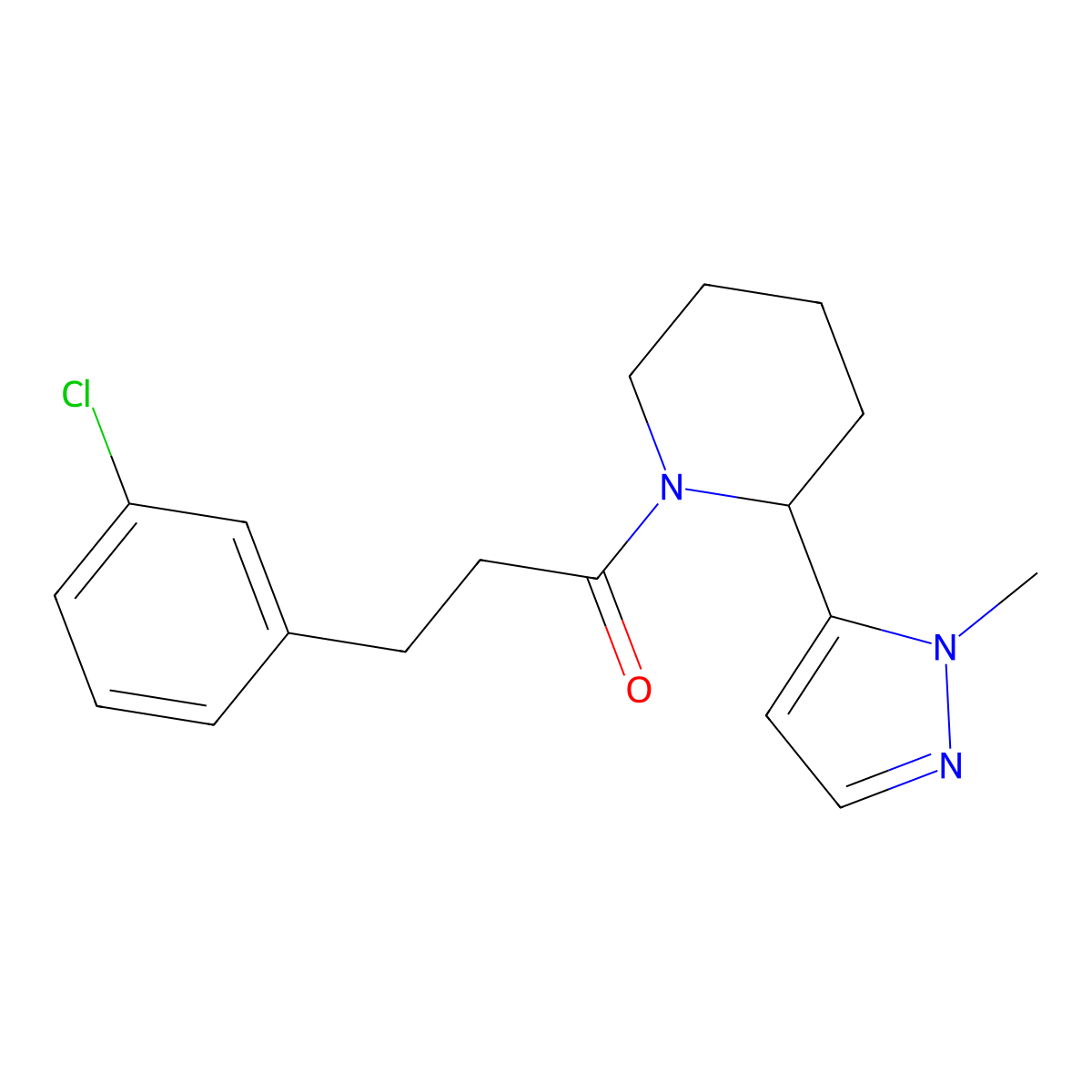 3-(3-chlorophenyl)-1-[2-(1-methyl-1H-pyrazol-5-yl)piperidin-1-yl]propan-1-one molecular structure, CAS 2320503-68-0
