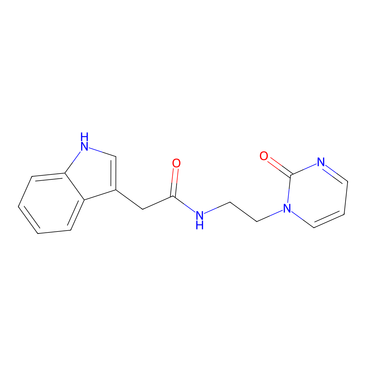 2-(1H-indol-3-yl)-N-[2-(2-oxo-1,2-dihydropyrimidin-1-yl)ethyl]acetamide molecular structure, CAS 2320503-85-1