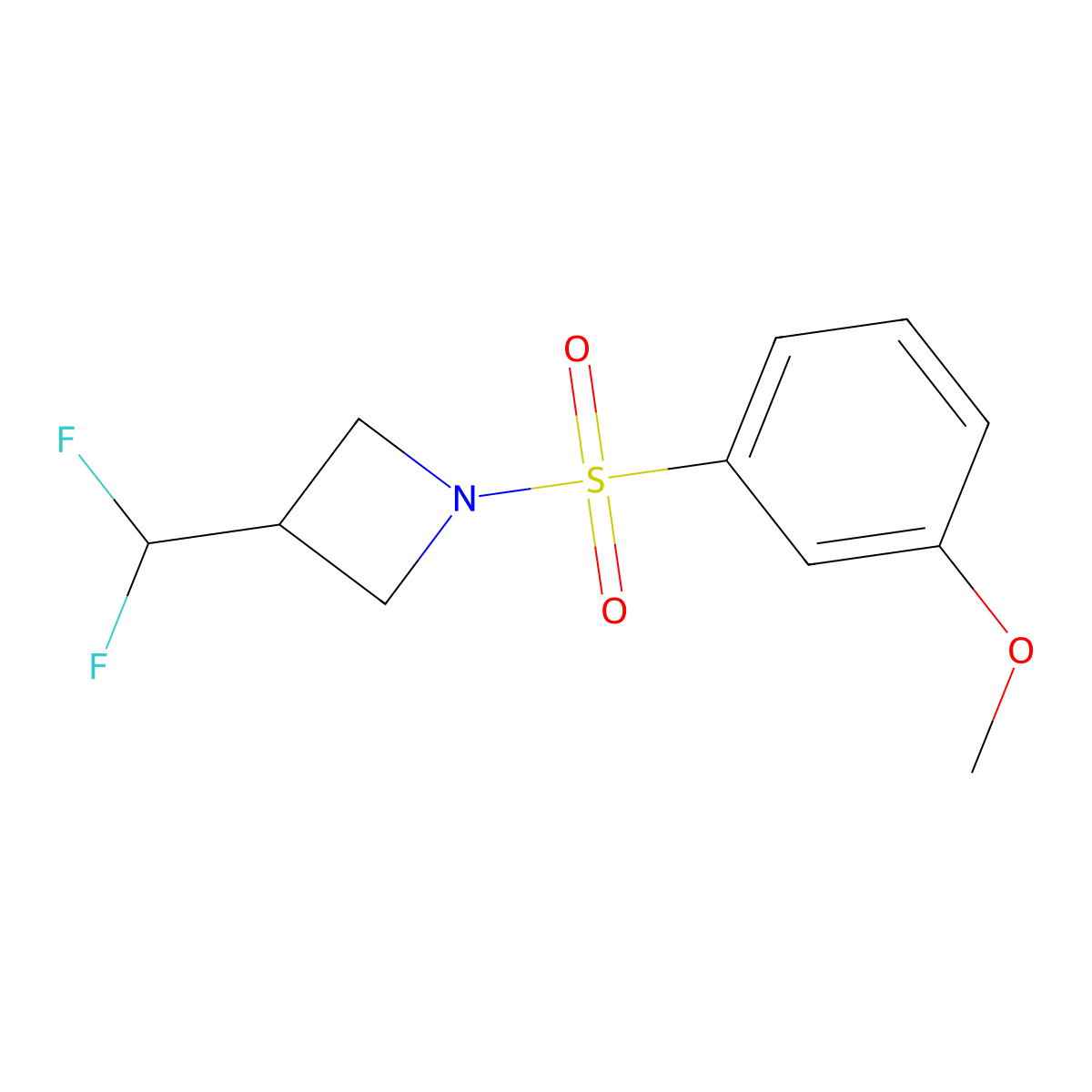 3-(Difluoromethyl)-1-(3-methoxybenzenesulfonyl)azetidine molecular structure, CAS 2320503-92-0