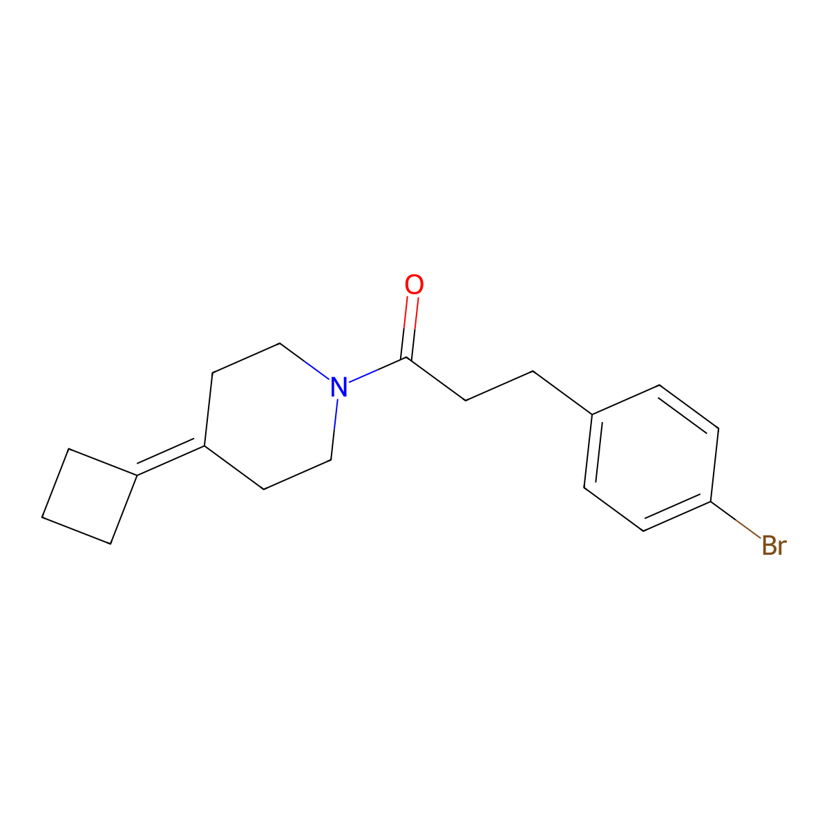 3-(4-Bromophenyl)-1-(4-cyclobutylidenepiperidin-1-yl)propan-1-one molecular structure, CAS 2320504-02-5