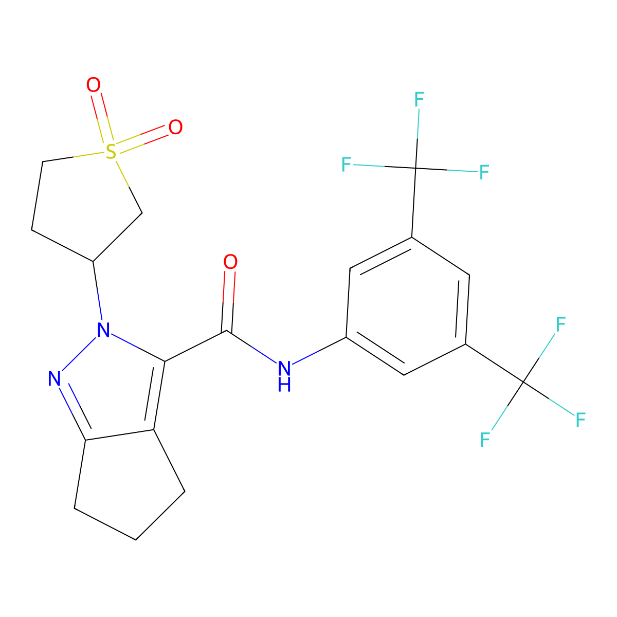 N-(3,5-bis(trifluoromethyl)phenyl)-2-(1,1-dioxidotetrahydrothiophen-3-yl)-2,4,5,6-tetrahydrocyclopenta[c]pyrazole-3-carboxamide molecular structure, CAS 2320504-53-6