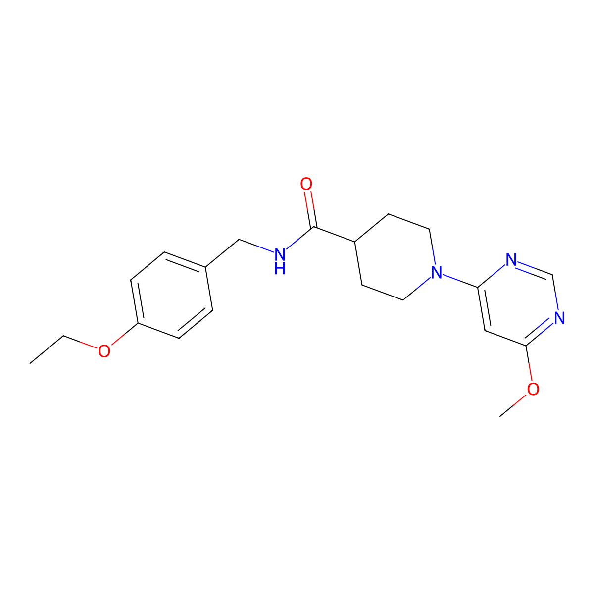 N-[(4-Ethoxyphenyl)methyl]-1-(6-methoxypyrimidin-4-yl)piperidine-4-carboxamide molecular structure, CAS 2320504-63-8