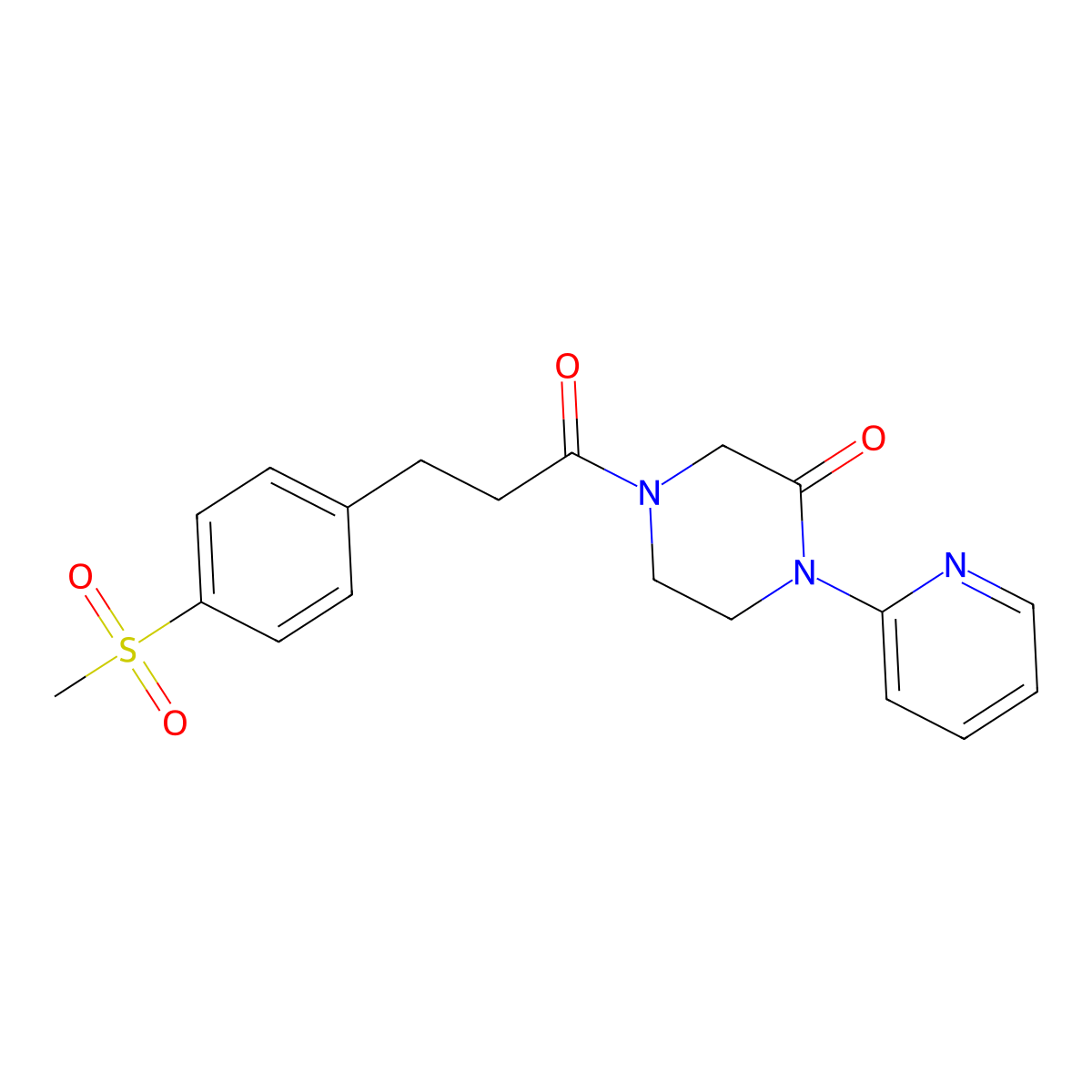 4-[3-(4-Methanesulfonylphenyl)propanoyl]-1-(pyridin-2-yl)piperazin-2-one molecular structure, CAS 2320504-74-1