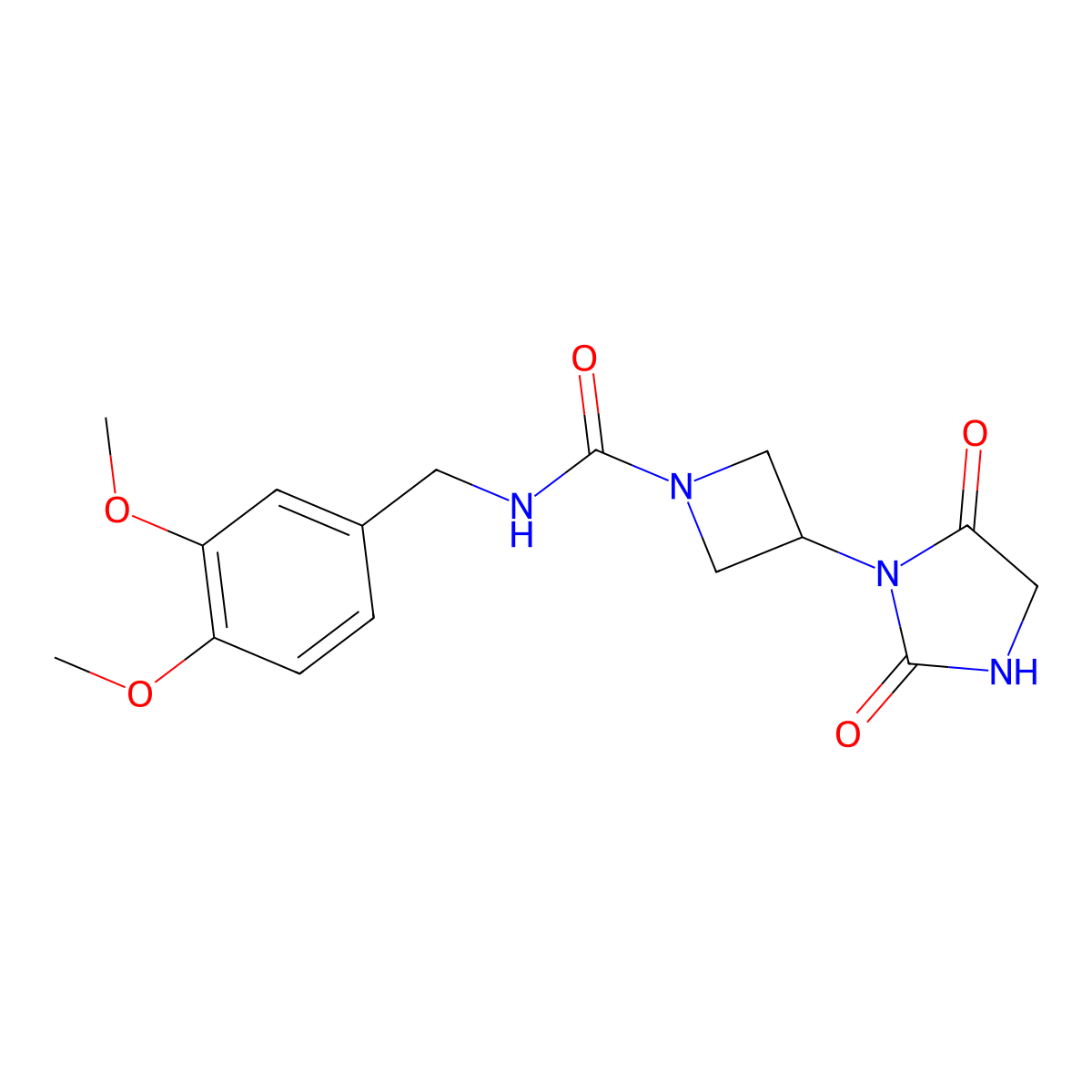 N-(3,4-dimethoxybenzyl)-3-(2,5-dioxoimidazolidin-1-yl)azetidine-1-carboxamide molecular structure, CAS 2320504-79-6
