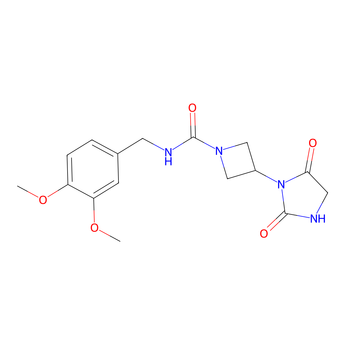 N-(3,4-dimethoxybenzyl)-3-(2,5-dioxoimidazolidin-1-yl)azetidine-1-carboxamide molecular structure, CAS 2320504-79-6