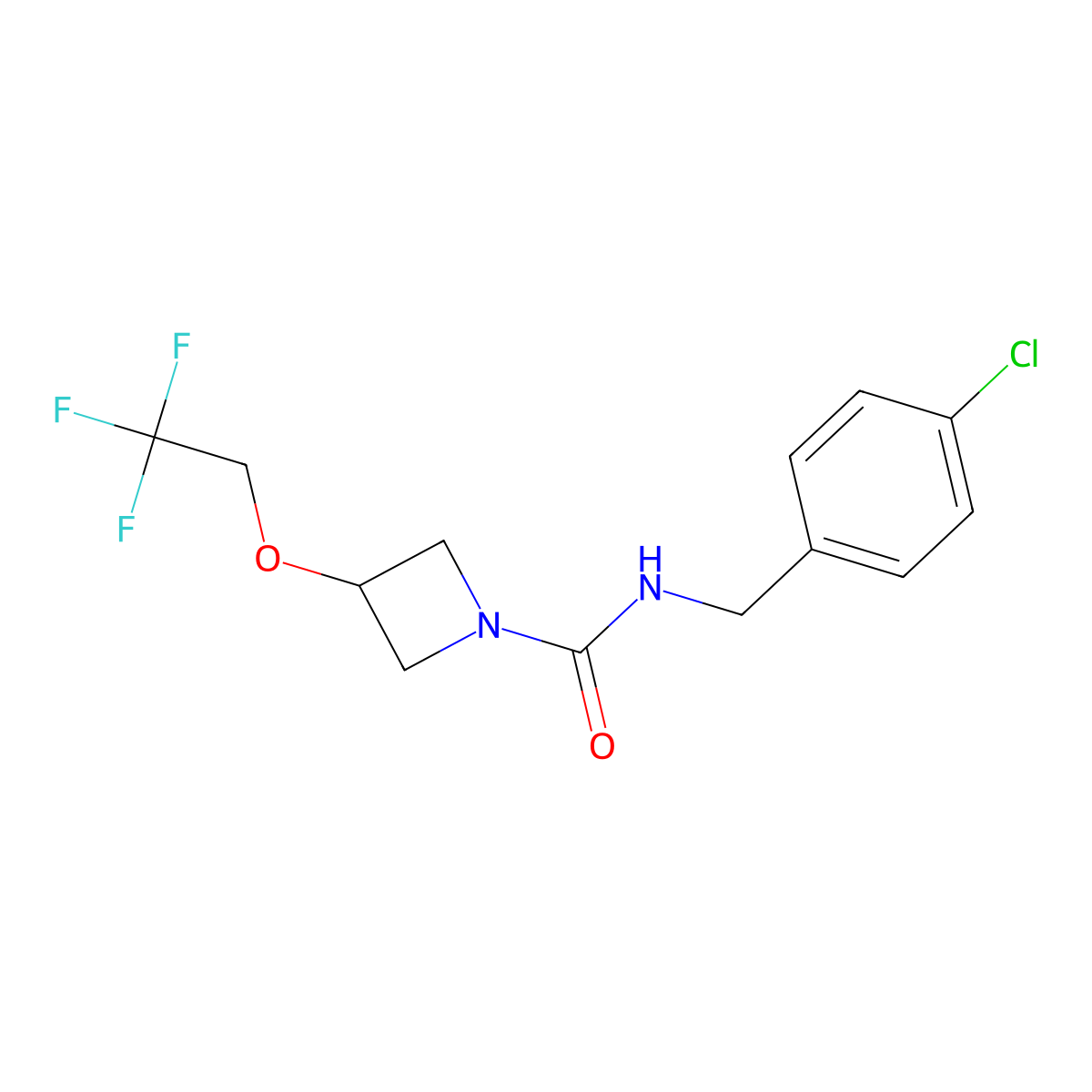 N-[(4-chlorophenyl)methyl]-3-(2,2,2-trifluoroethoxy)azetidine-1-carboxamide molecular structure, CAS 2320504-91-2