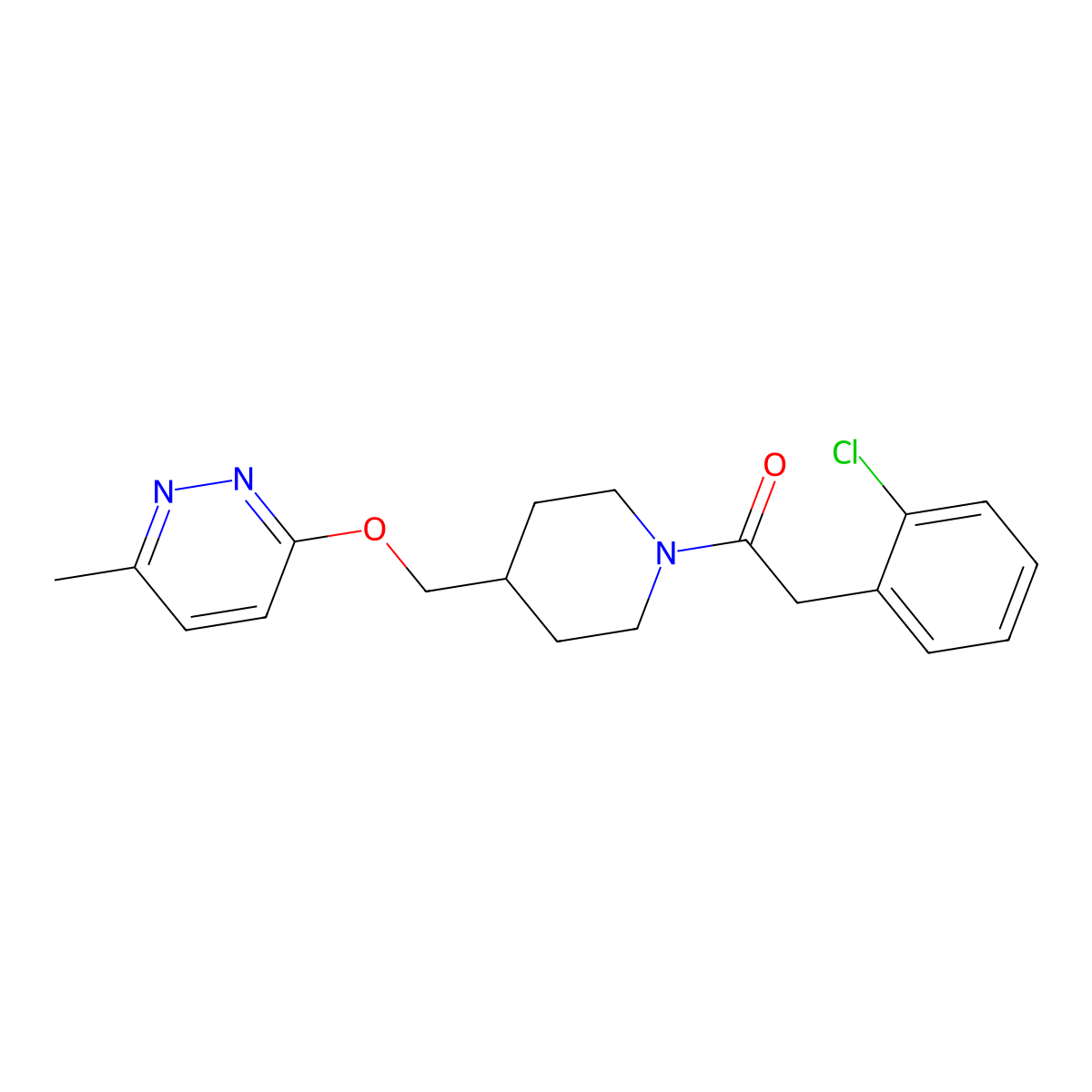 2-(2-Chlorophenyl)-1-(4-{[(6-methylpyridazin-3-yl)oxy]methyl}piperidin-1-yl)ethan-1-one molecular structure, CAS 2320505-02-8
