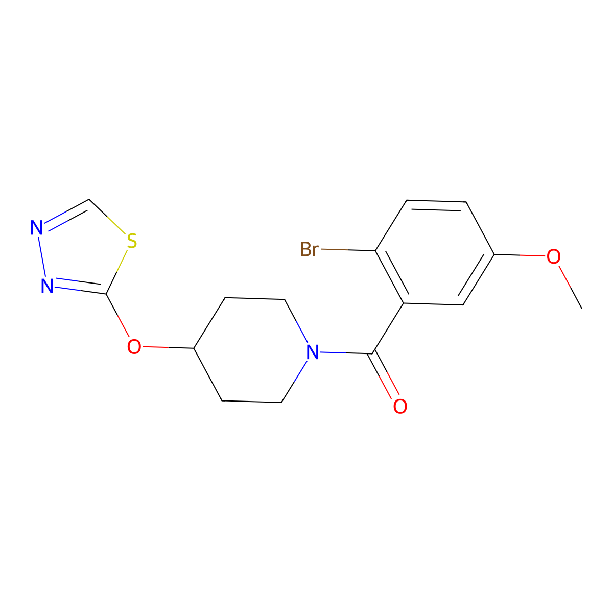 1-(2-Bromo-5-methoxybenzoyl)-4-(1,3,4-thiadiazol-2-yloxy)piperidine molecular structure, CAS 2320505-05-1