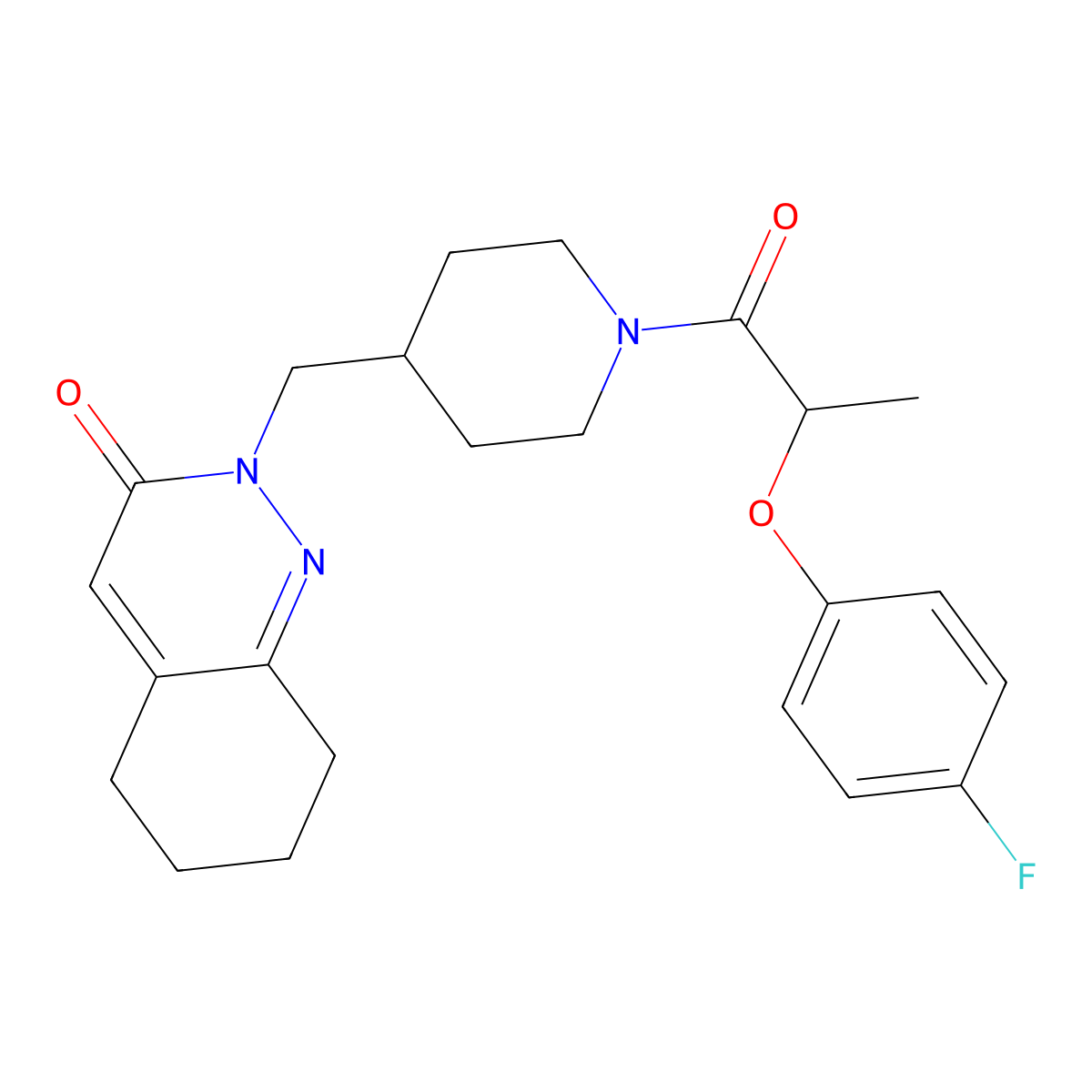 2-({1-[2-(4-Fluorophenoxy)propanoyl]piperidin-4-yl}methyl)-2,3,5,6,7,8-hexahydrocinnolin-3-one molecular structure, CAS 2320505-09-5