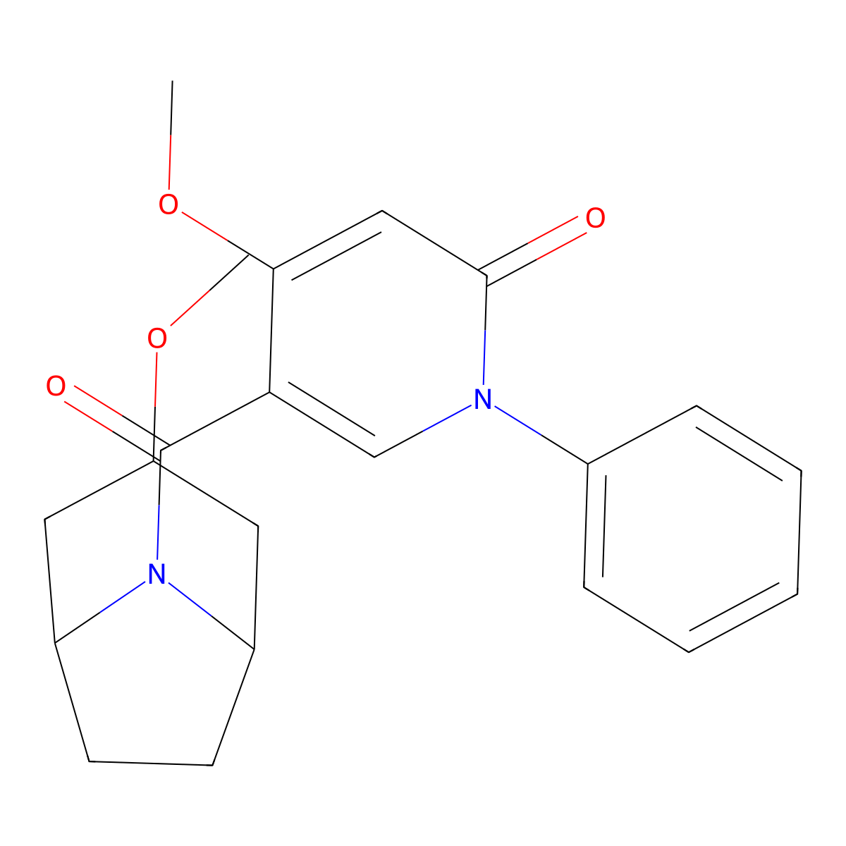 4-Methoxy-5-{3-methoxy-8-azabicyclo[3.2.1]octane-8-carbonyl}-1-phenyl-1,2-dihydropyridin-2-one molecular structure, CAS 2320505-43-7