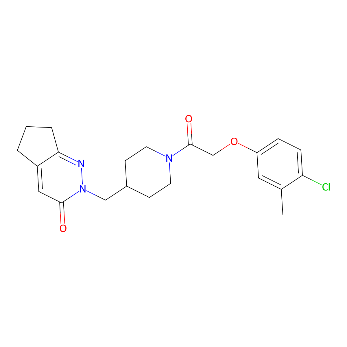 2-({1-[2-(4-chloro-3-methylphenoxy)acetyl]piperidin-4-yl}methyl)-2H,3H,5H,6H,7H-cyclopenta[c]pyridazin-3-one molecular structure, CAS 2320505-45-9