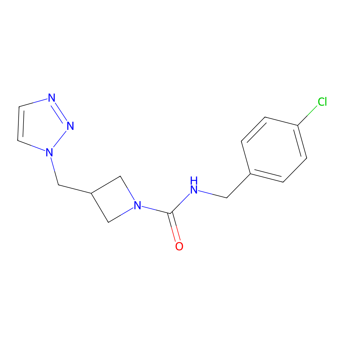 N-[(4-chlorophenyl)methyl]-3-[(1H-1,2,3-triazol-1-yl)methyl]azetidine-1-carboxamide molecular structure, CAS 2320505-71-1