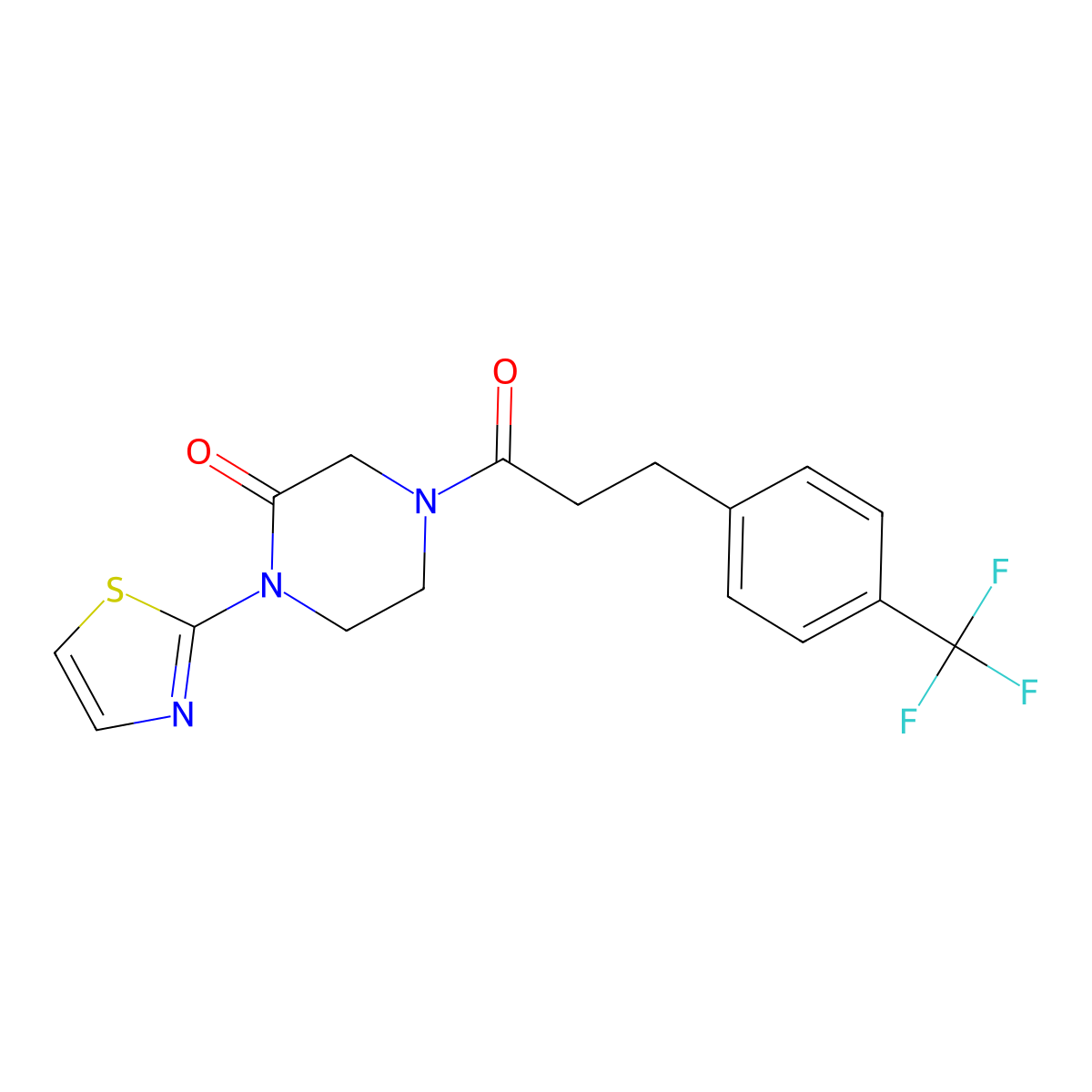 1-(1,3-Thiazol-2-yl)-4-{3-[4-(trifluoromethyl)phenyl]propanoyl}piperazin-2-one molecular structure, CAS 2320505-77-7