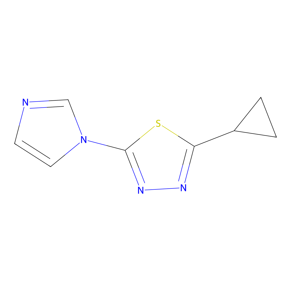 2-cyclopropyl-5-(1H-imidazol-1-yl)-1,3,4-thiadiazole molecular structure, CAS 2320505-81-3