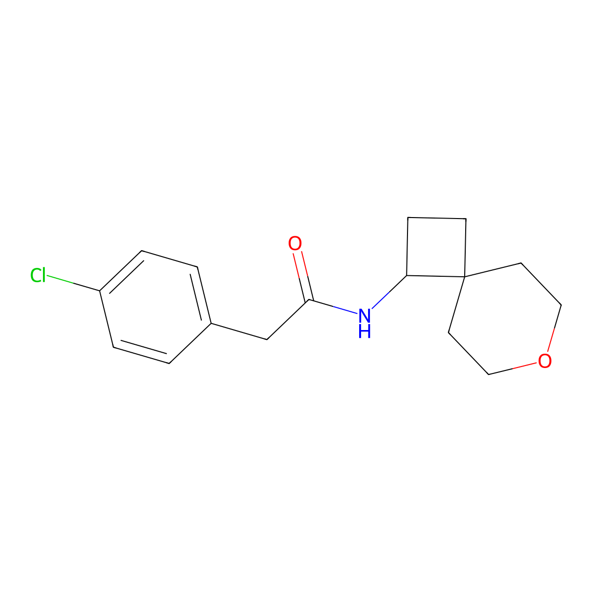 2-(4-chlorophenyl)-N-{7-oxaspiro[3.5]nonan-1-yl}acetamide molecular structure, CAS 2320506-03-2
