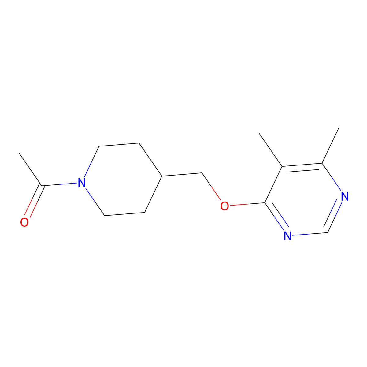 1-(4-{[(5,6-Dimethylpyrimidin-4-yl)oxy]methyl}piperidin-1-yl)ethan-1-one molecular structure, CAS 2320506-67-8