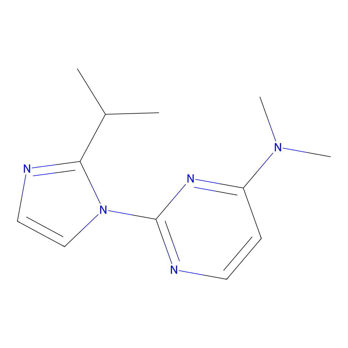 N,N-dimethyl-2-[2-(propan-2-yl)-1H-imidazol-1-yl]pyrimidin-4-amine molecular structure, CAS 2320514-06-3