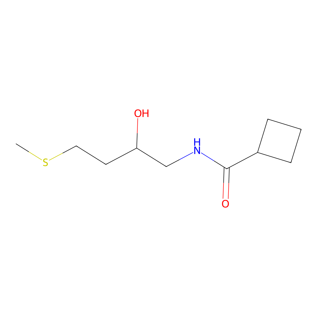 N-[2-hydroxy-4-(methylsulfanyl)butyl]cyclobutanecarboxamide molecular structure, CAS 2320514-37-0