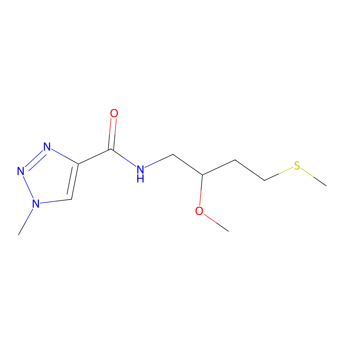 N-[2-methoxy-4-(methylsulfanyl)butyl]-1-methyl-1H-1,2,3-triazole-4-carboxamide molecular structure, CAS 2320514-42-7