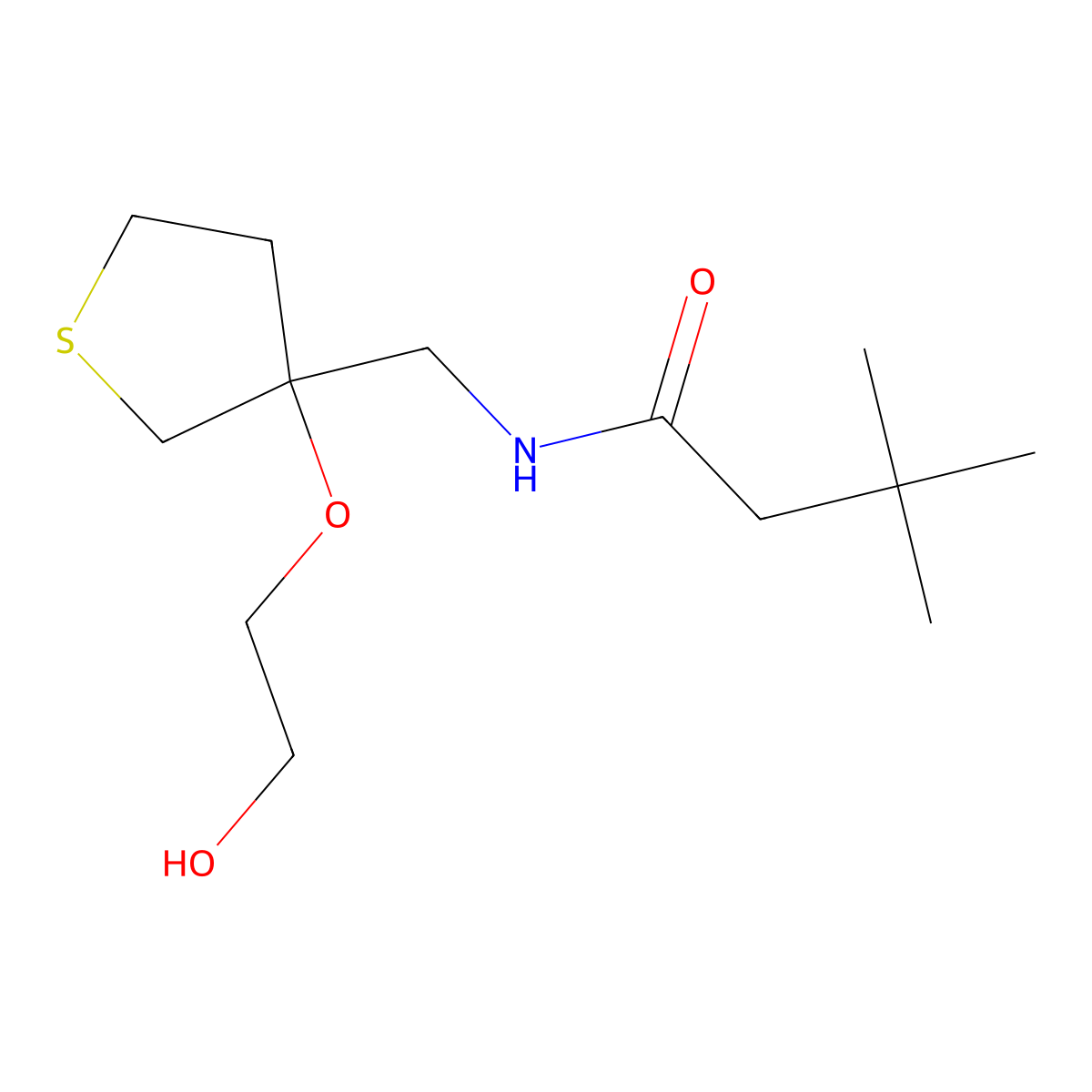 N-{[3-(2-hydroxyethoxy)thiolan-3-yl]methyl}-3,3-dimethylbutanamide molecular structure, CAS 2320514-48-3