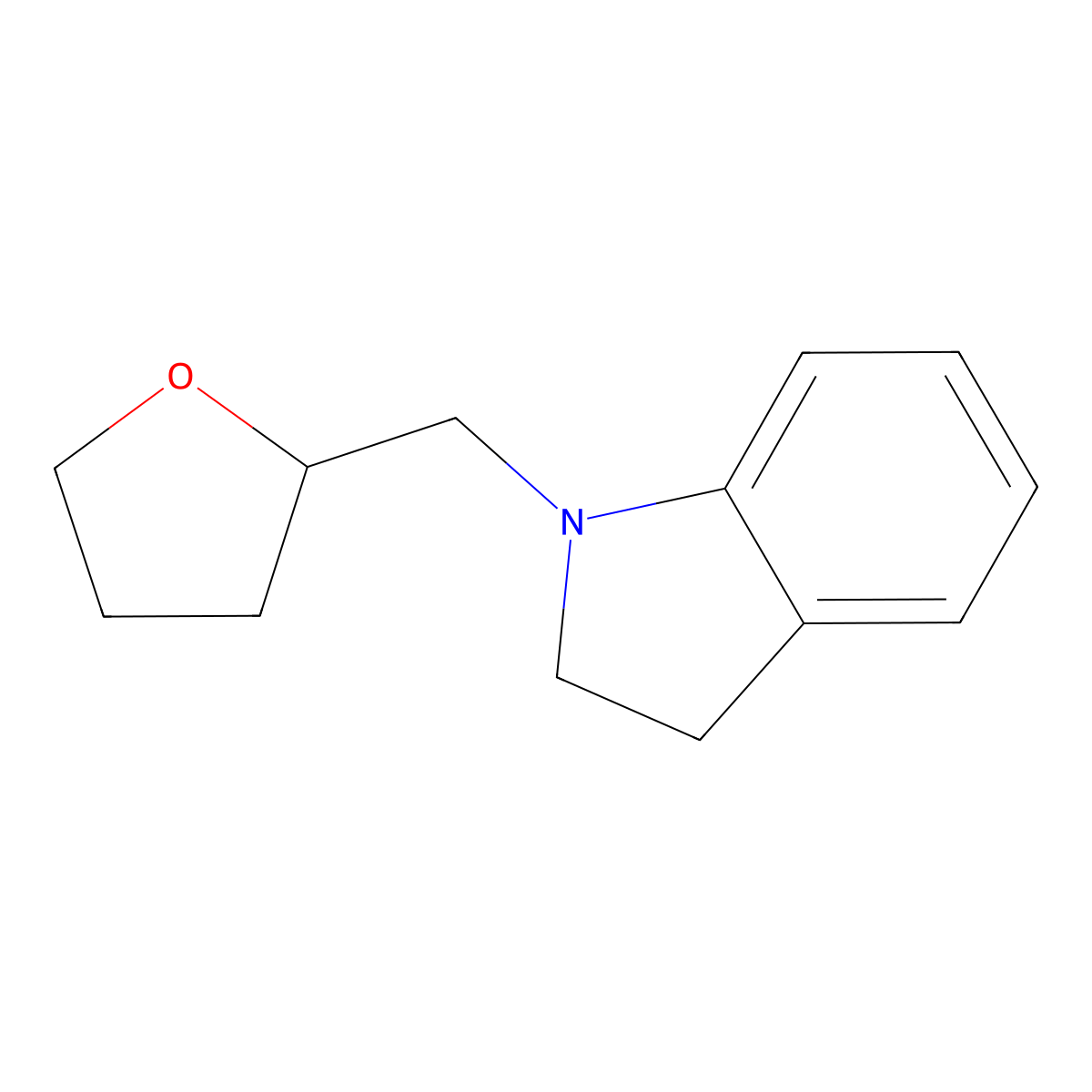 1-[(oxolan-2-yl)methyl]-2,3-dihydro-1H-indole molecular structure, CAS 2320514-59-6